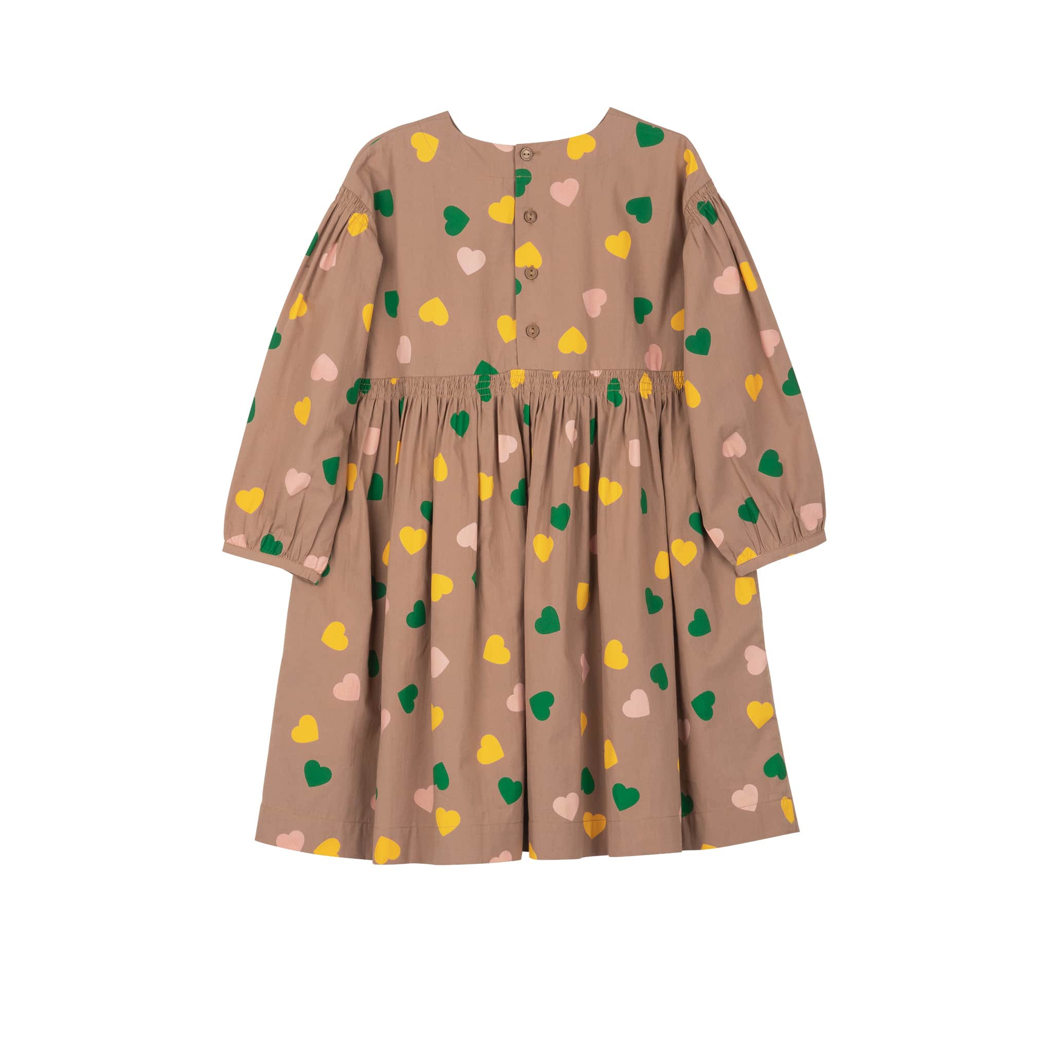 Girls Light Brown Heart Cotton Dress