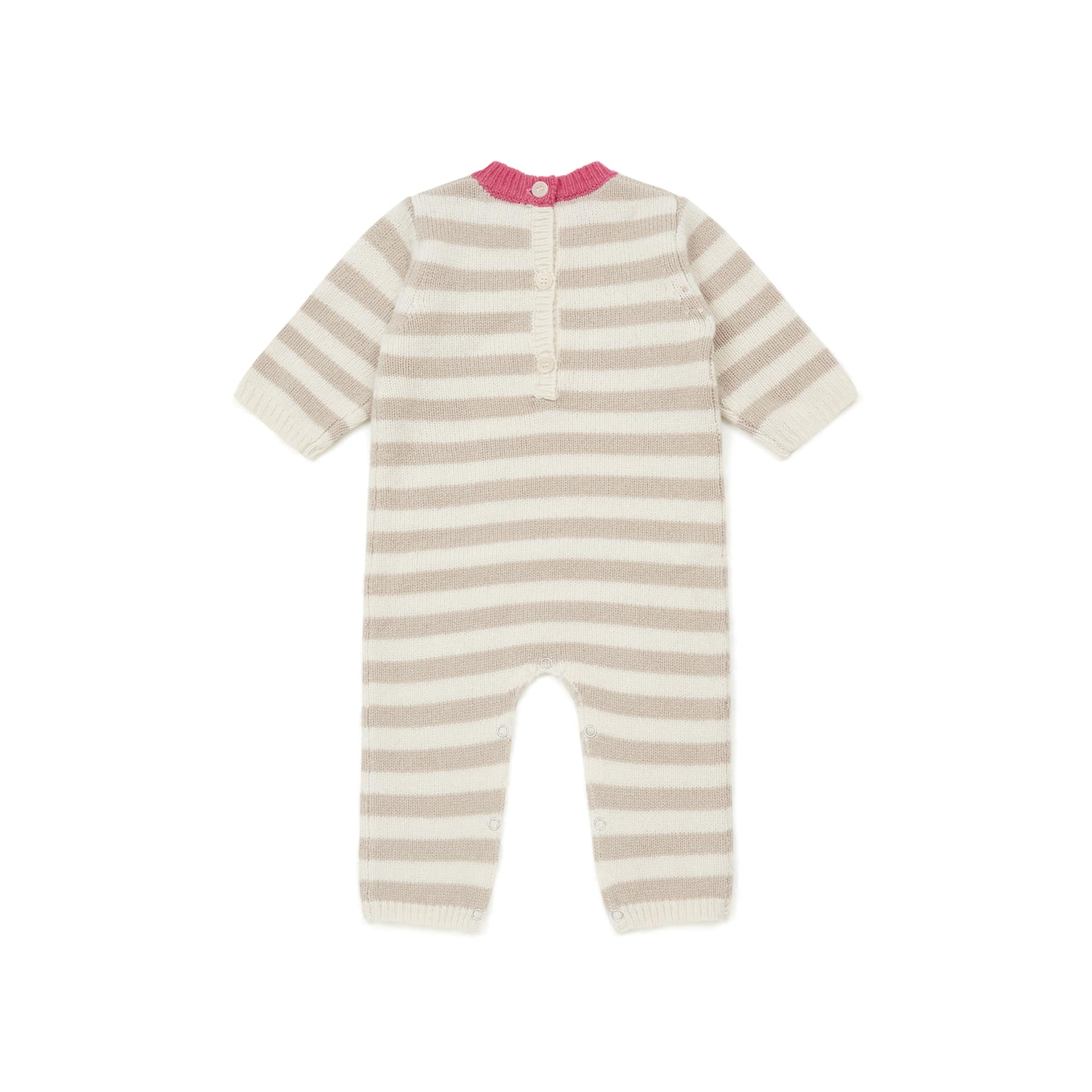 Baby Girls Beige Stripes Babysuit