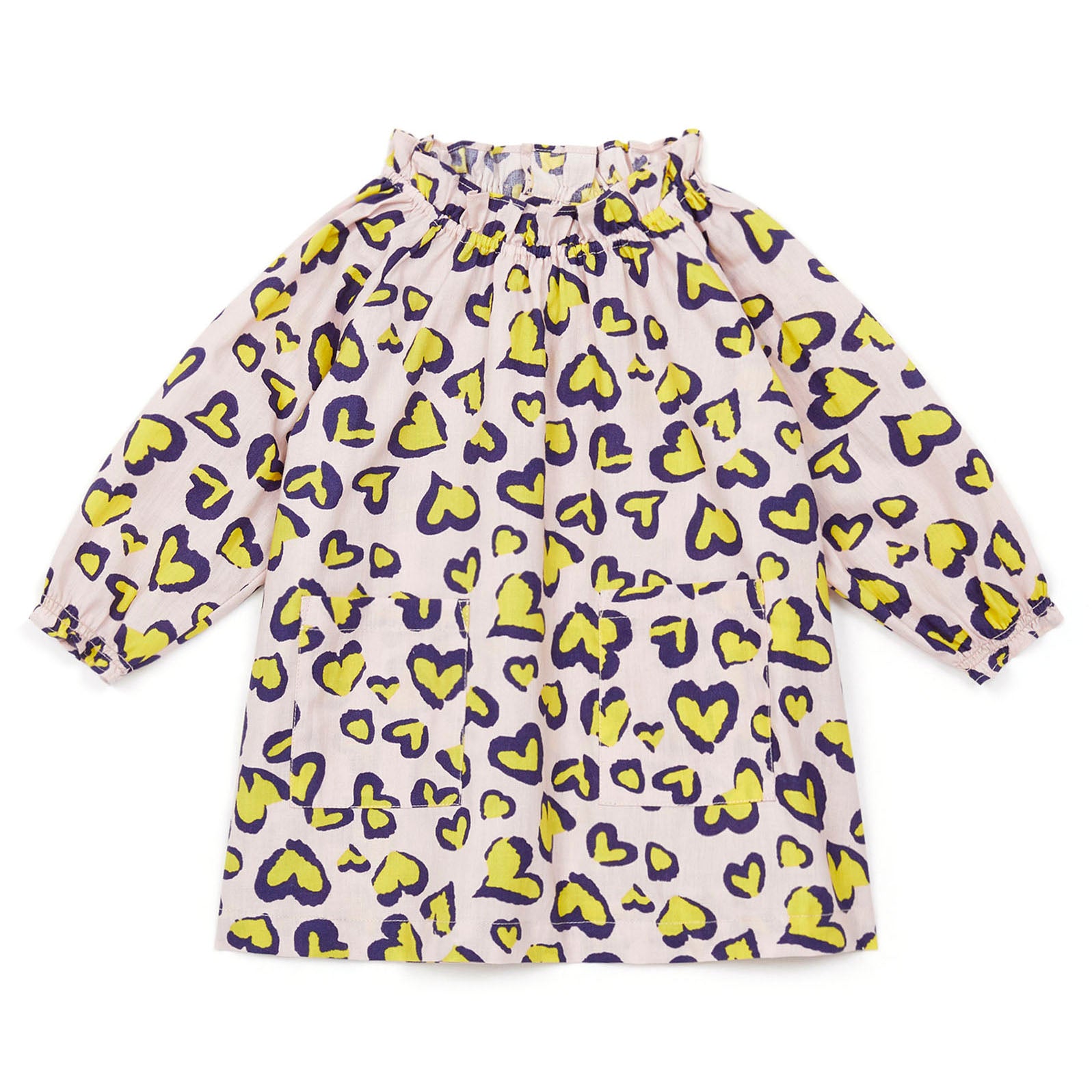 Baby Girls Pink Heart Printed Cotton Dress