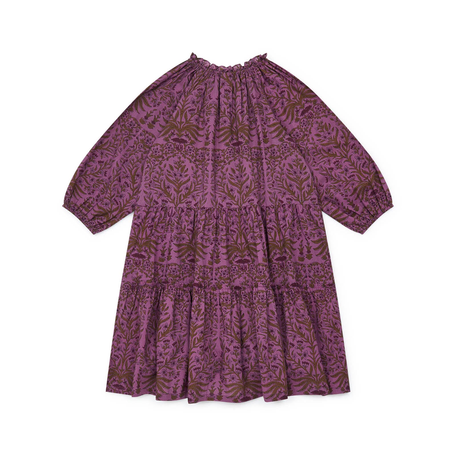 Girls Purple Printed Cotton Dress