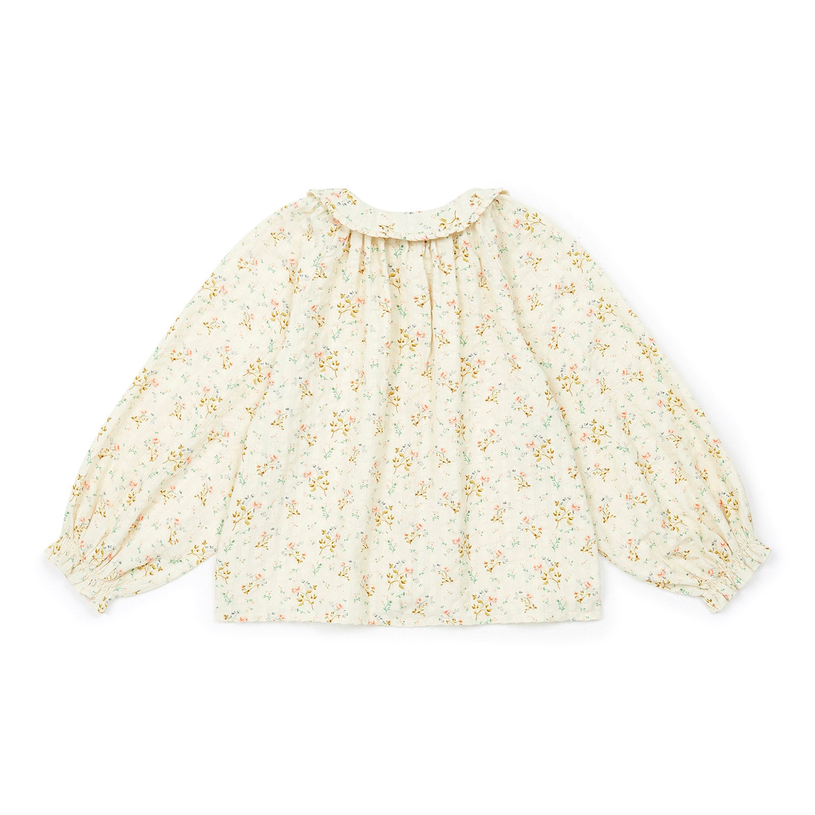 Girls White Floral Cotton Shirt