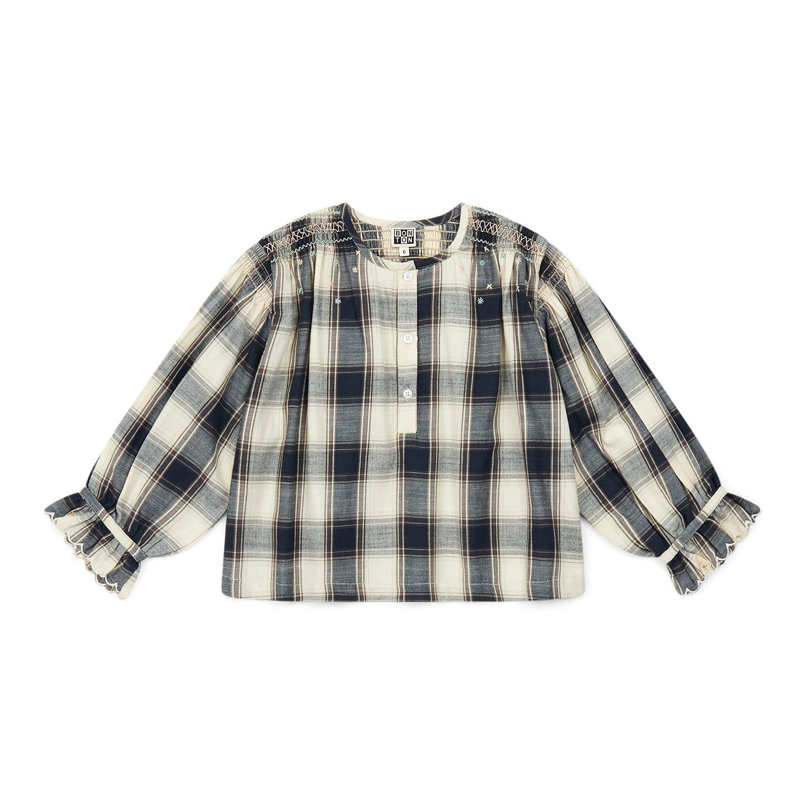 Girls Grey Check Cotton Shirt
