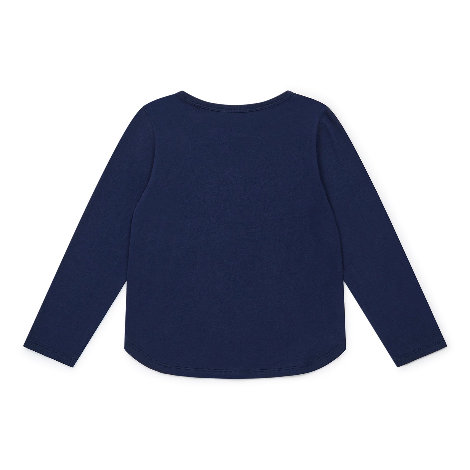 Girls Navy Printed Cotton T-Shirt
