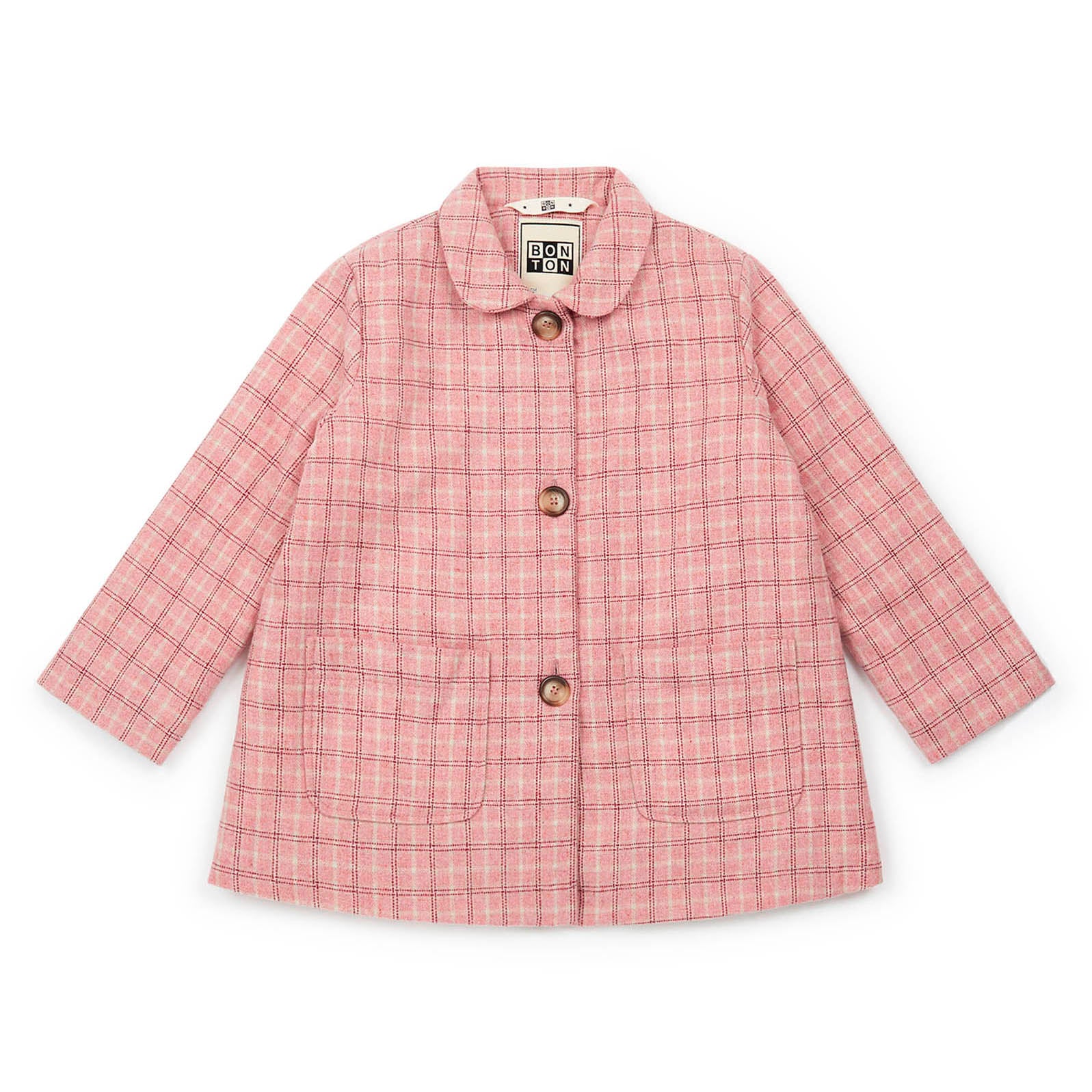 Girls Pink Check Coat