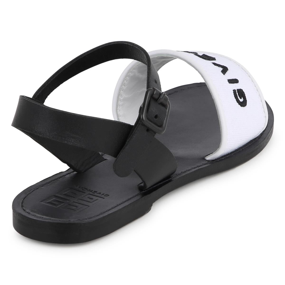 Girls Black Logo Sandals