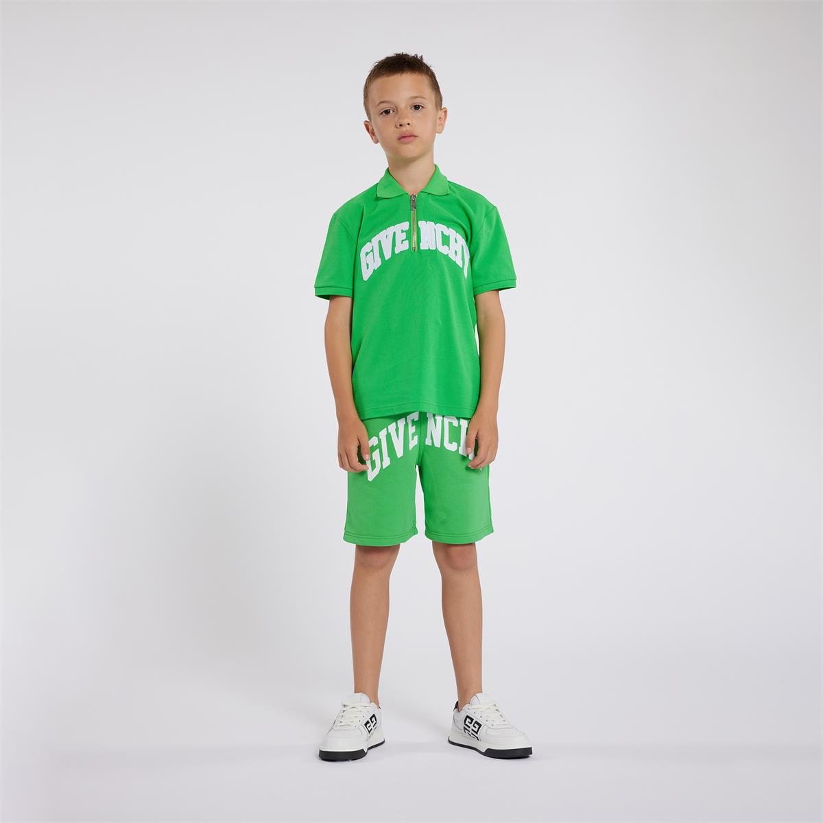 Boys Green Logo Shorts