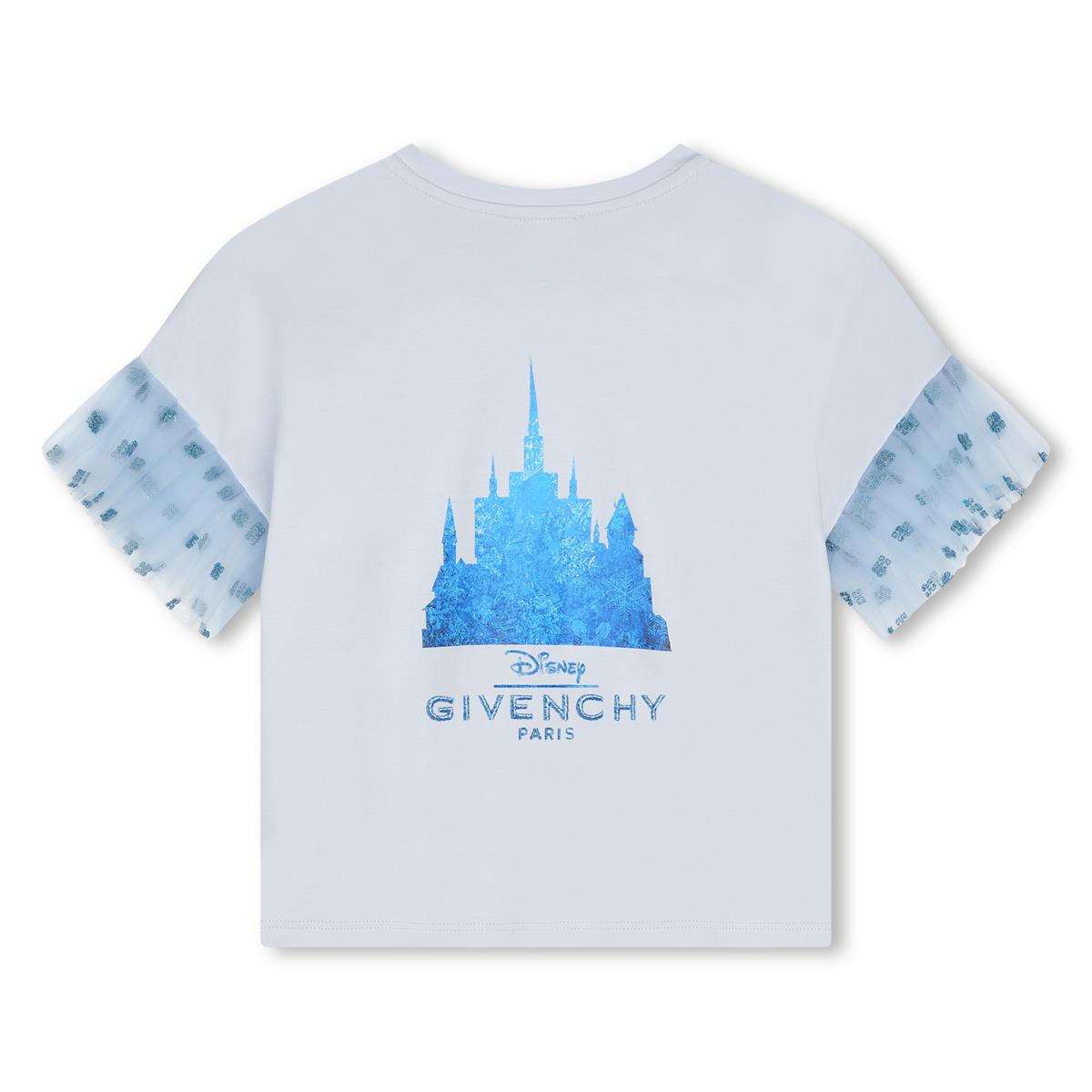 Girls Light Blue Printed Cotton T-Shirt