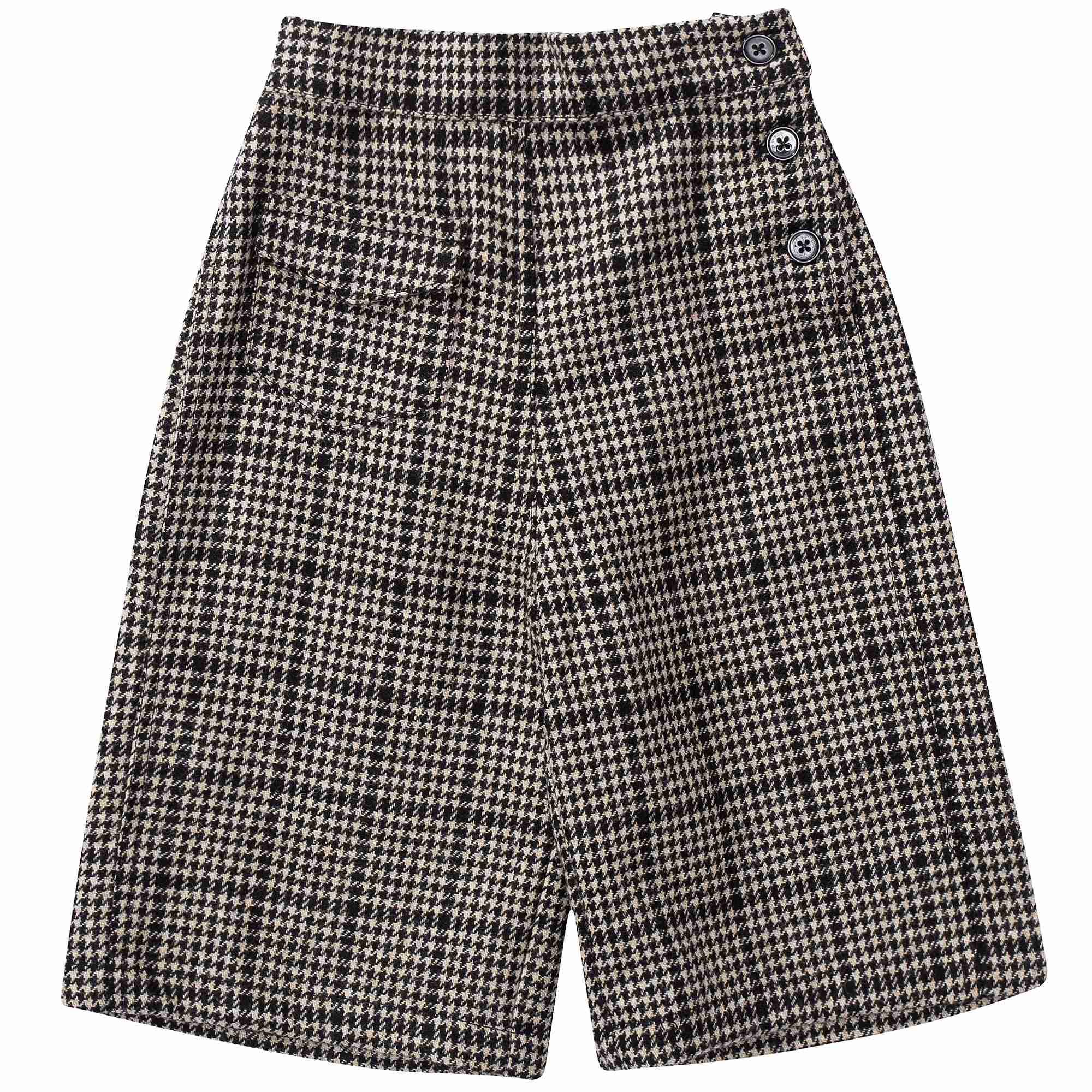 Girls Black Check Wool Trousers