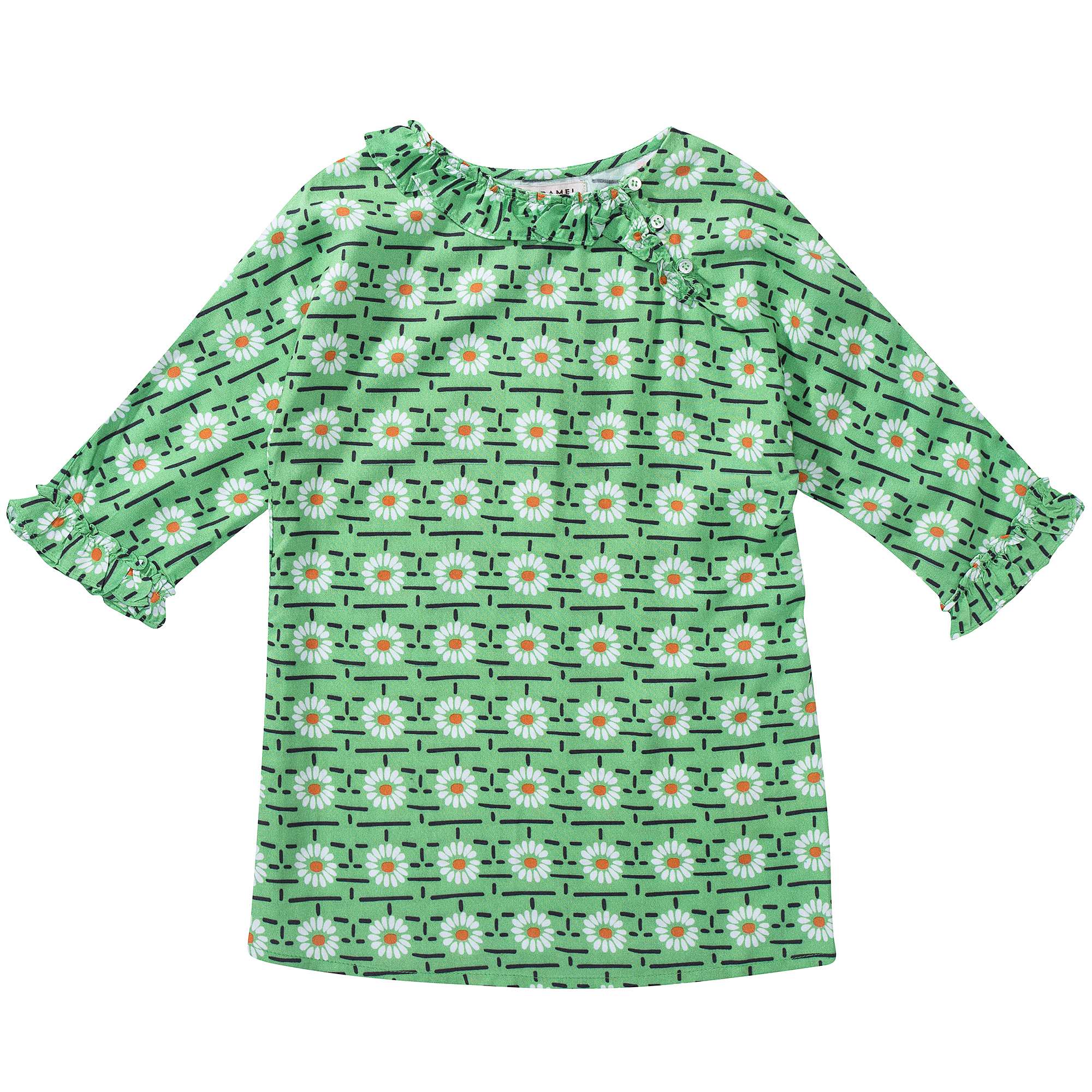 Girls Green Daisy Printed Dress