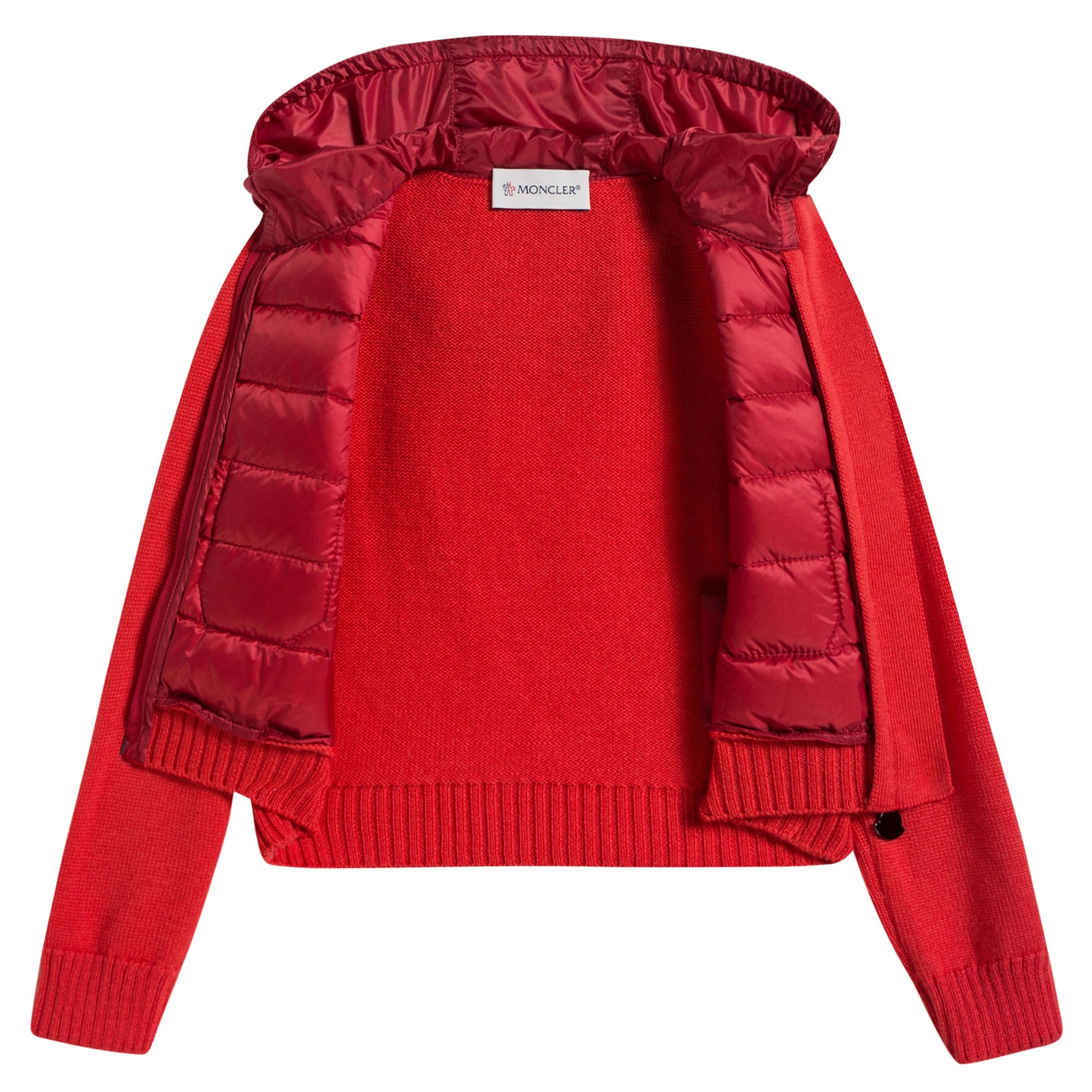 Girls Red Quilted Zip-up Top
