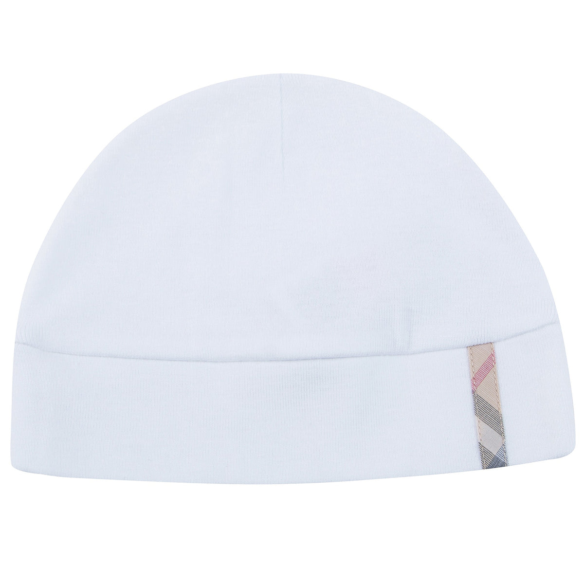 Coffret cadeau trois pièces en coton à carreaux classique blanc pâle pour bébé