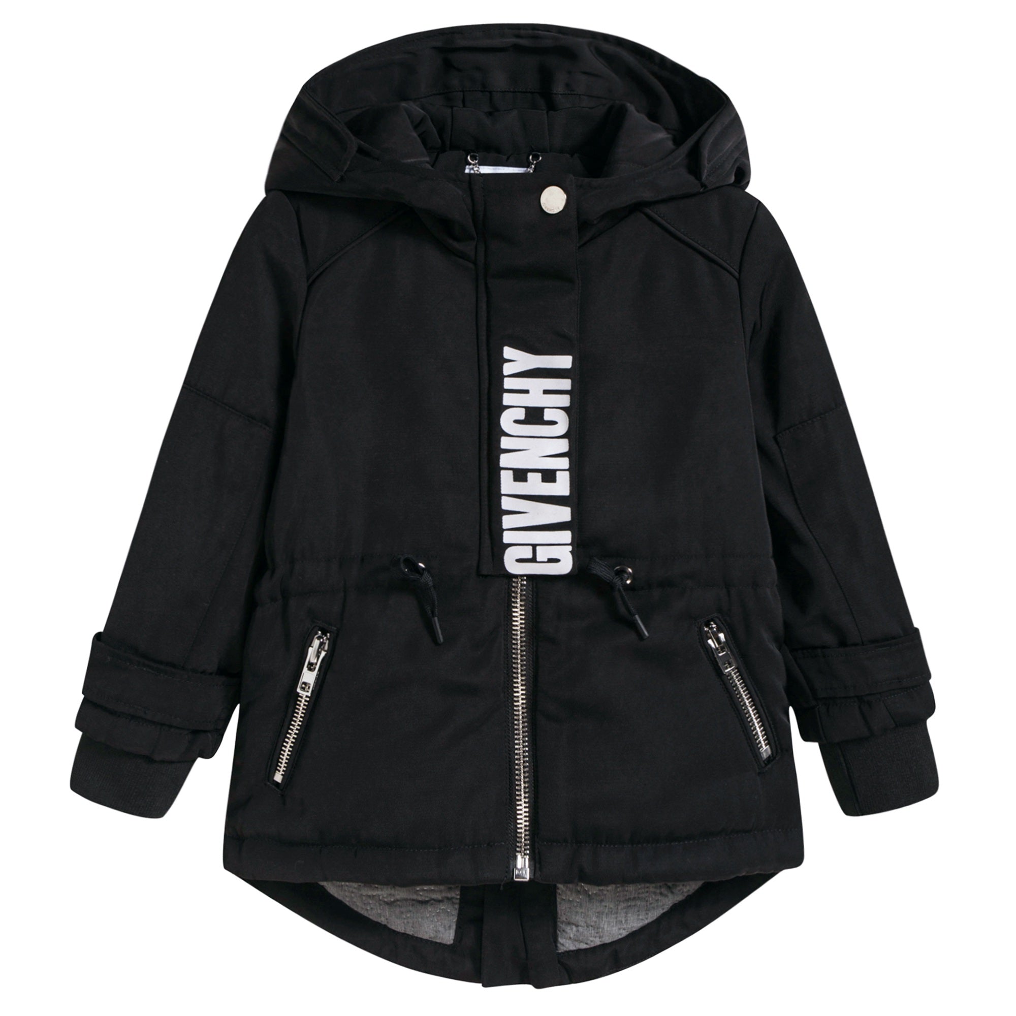 Girls Black Logo Coat