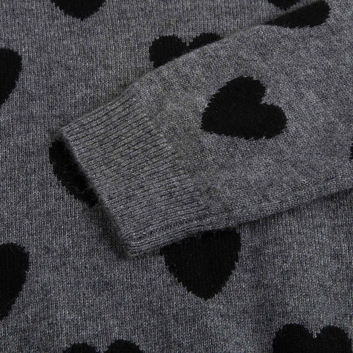 Girls Grey Heart Trims Wool & Cashmere Sweater - CÉMAROSE | Children's Fashion Store - 5