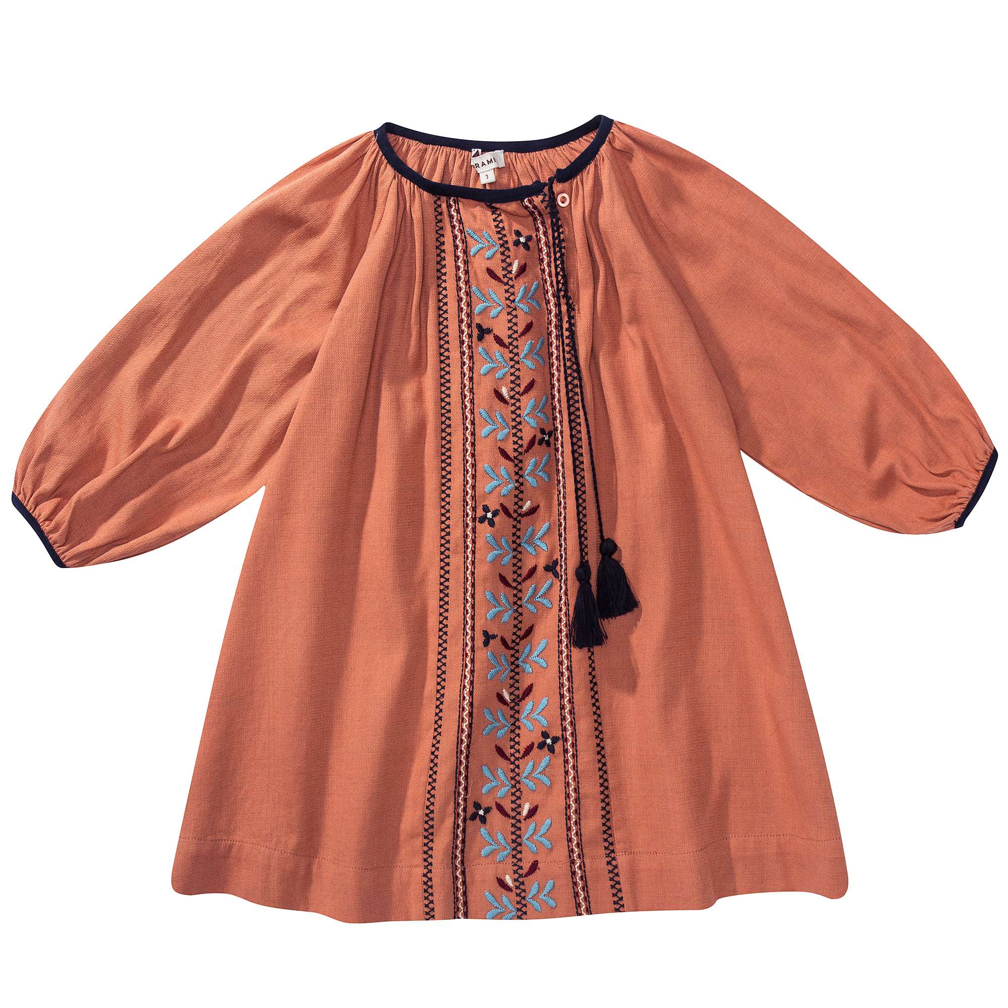 Girls Orange Embroidered Dress