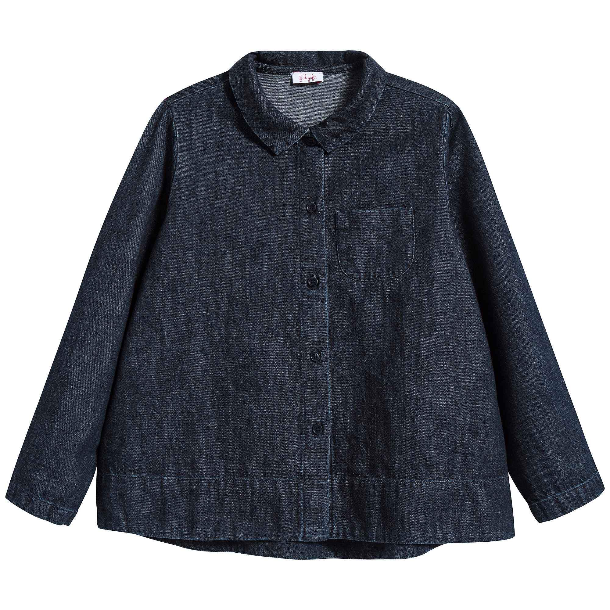 Girls Dark Blue Cotton Shirt