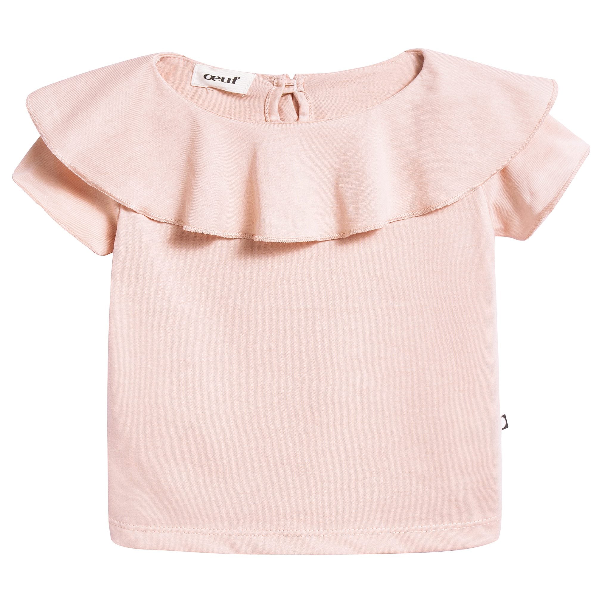 Girls Pink Ruffle Collar Organic Pima Cotton T-shirt