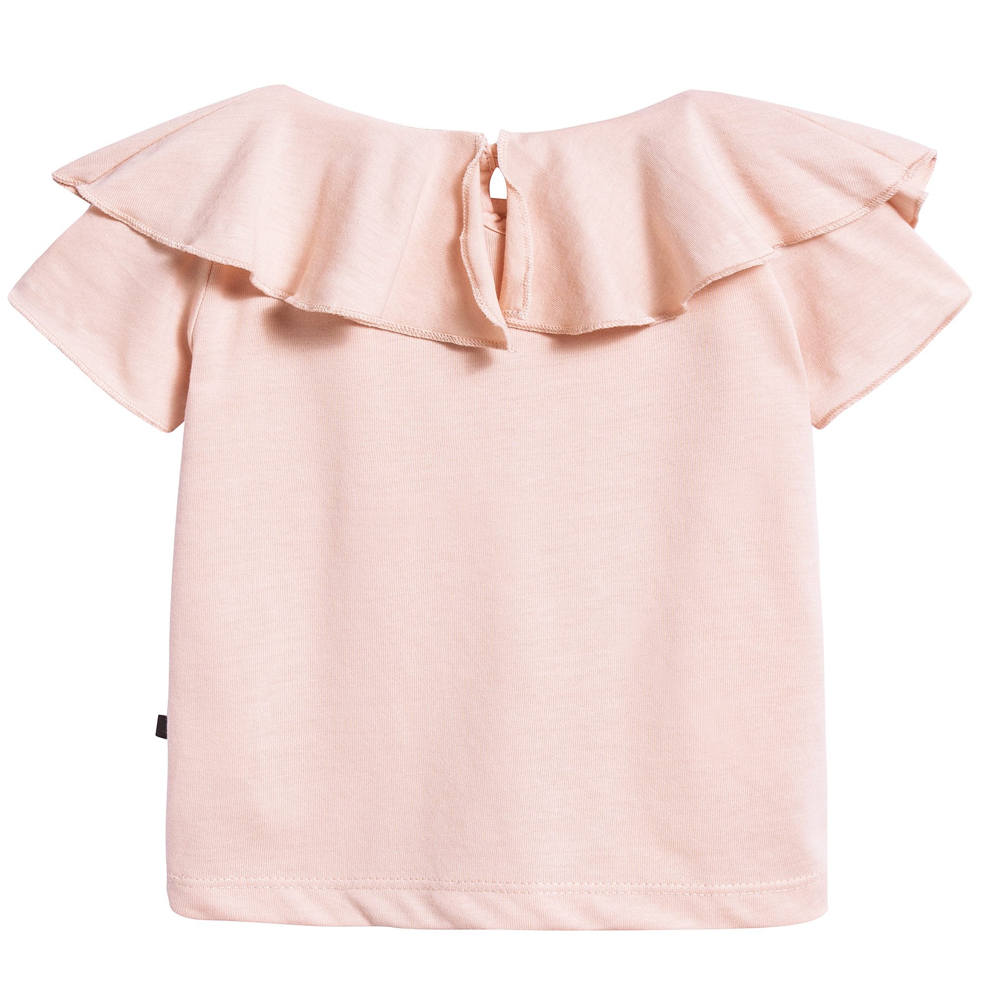 Girls Pink Ruffle Collar Organic Pima Cotton T-shirt