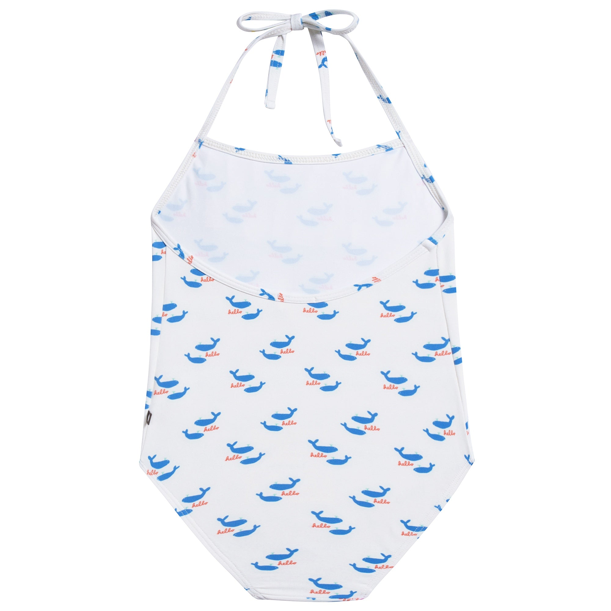 Girls White & Whales Halter Bathing Suit