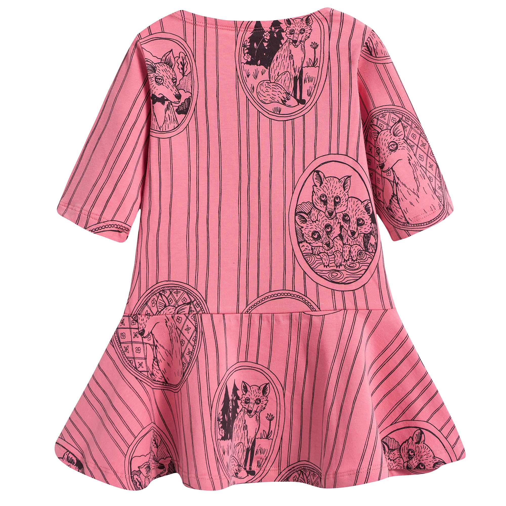 Girls Pink Fox Family Dress