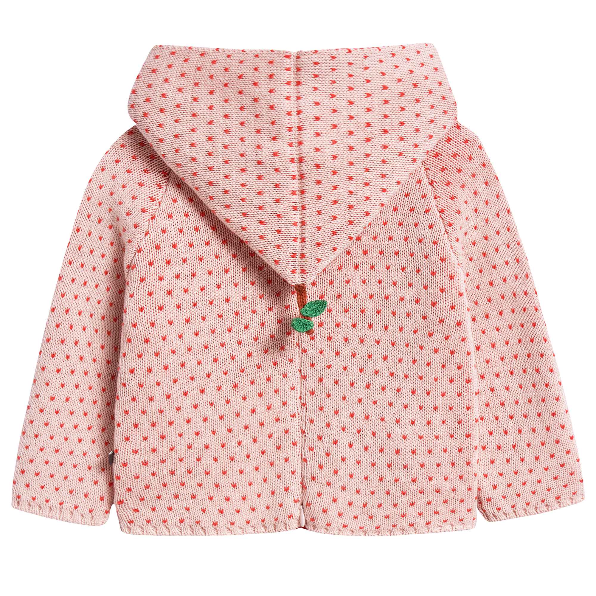 Girls Rose & Red Dots Cotton Peach Hoodie