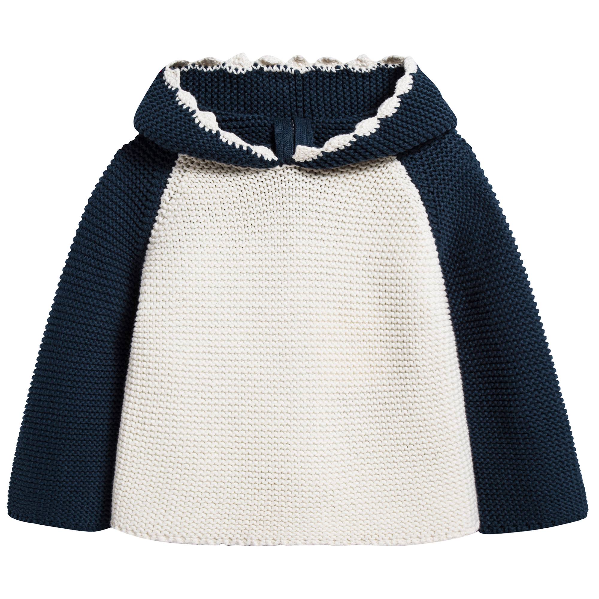 Baby Dark Navy & White Cotton Shark Hoodie