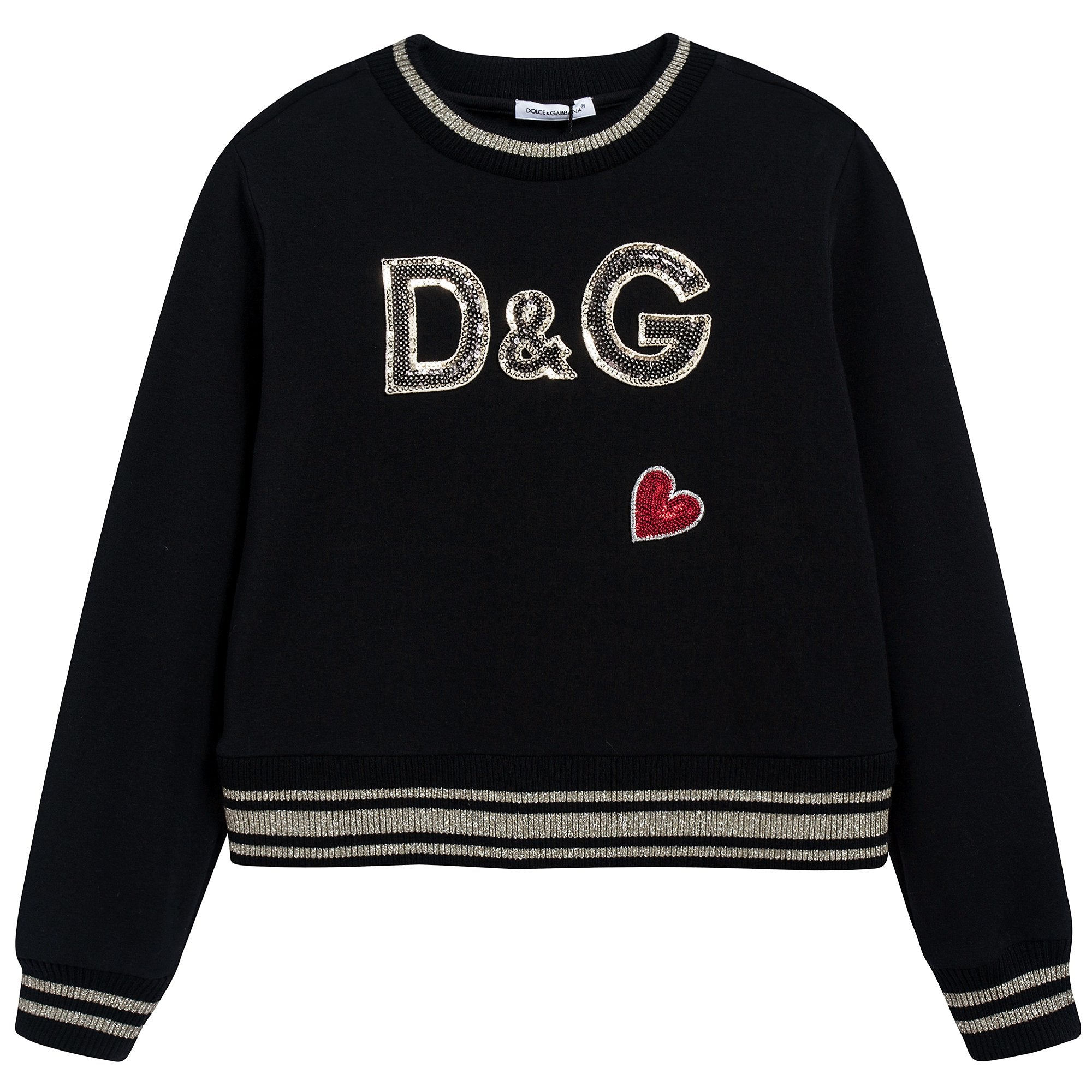 Girls Black "Love" Logo Cotton Sweatshirt