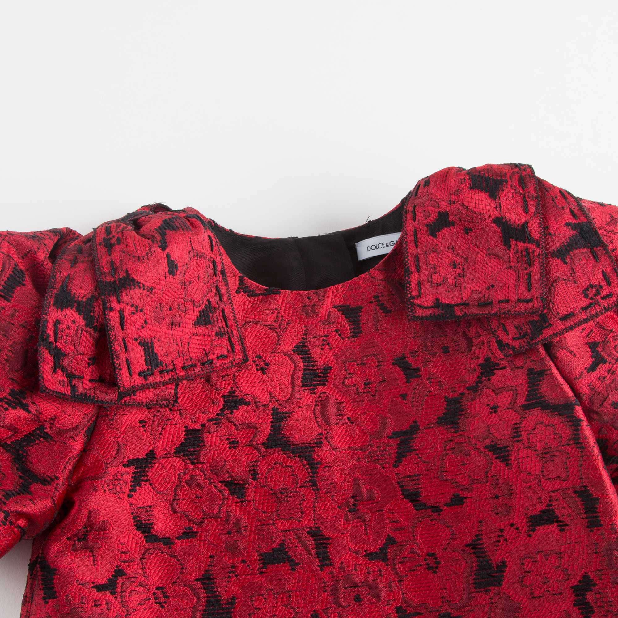 Girls Red Jacquard Dress