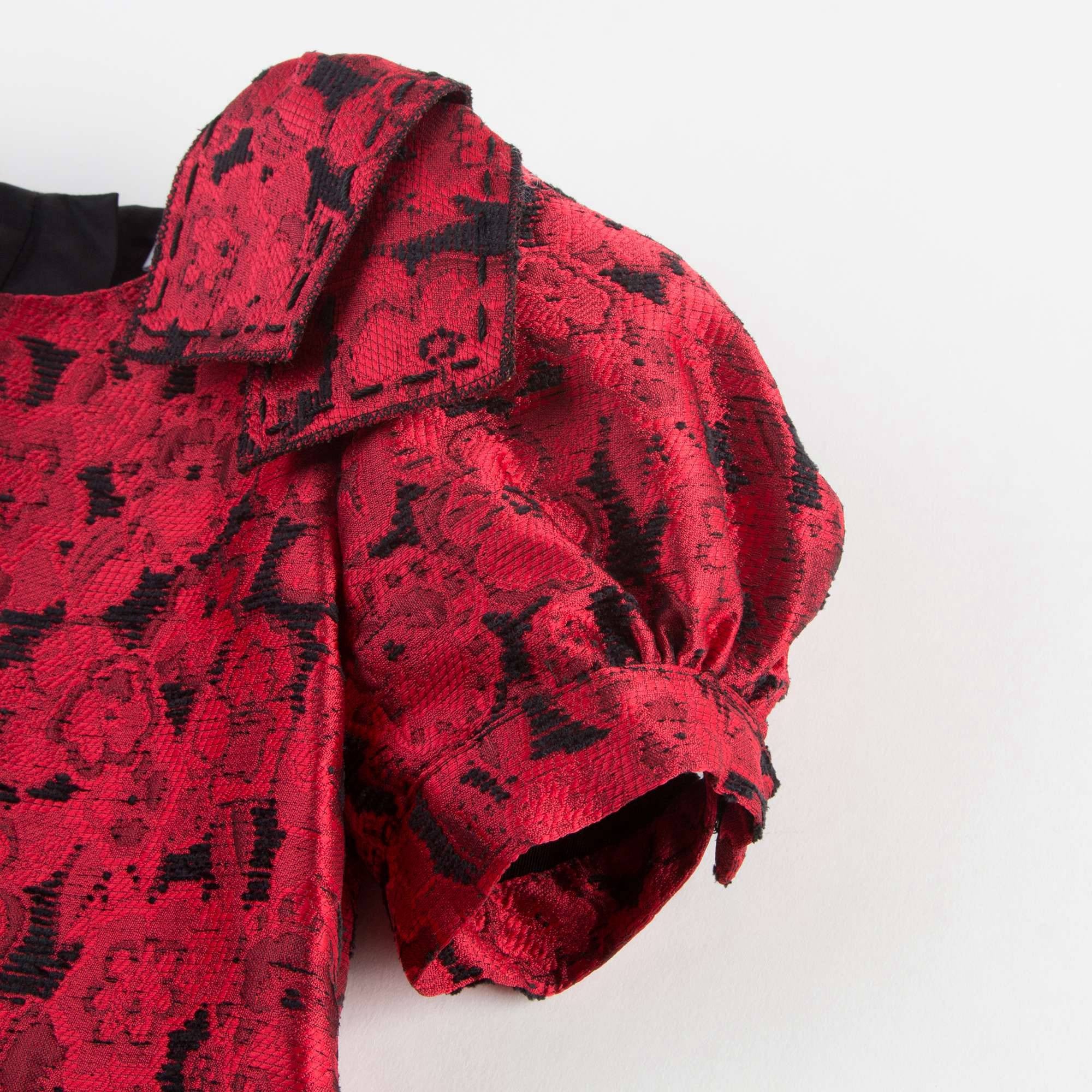 Girls Red Jacquard Dress
