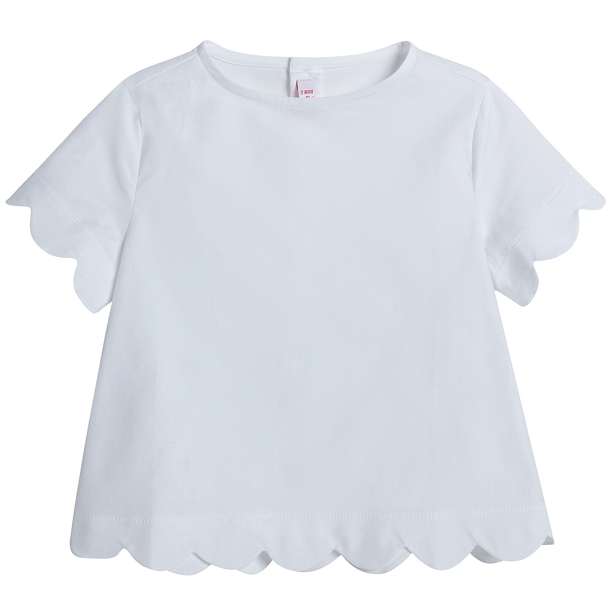 Girls White Cotton Lotus Leaf Trims Blouse - CÉMAROSE | Children's Fashion Store - 1