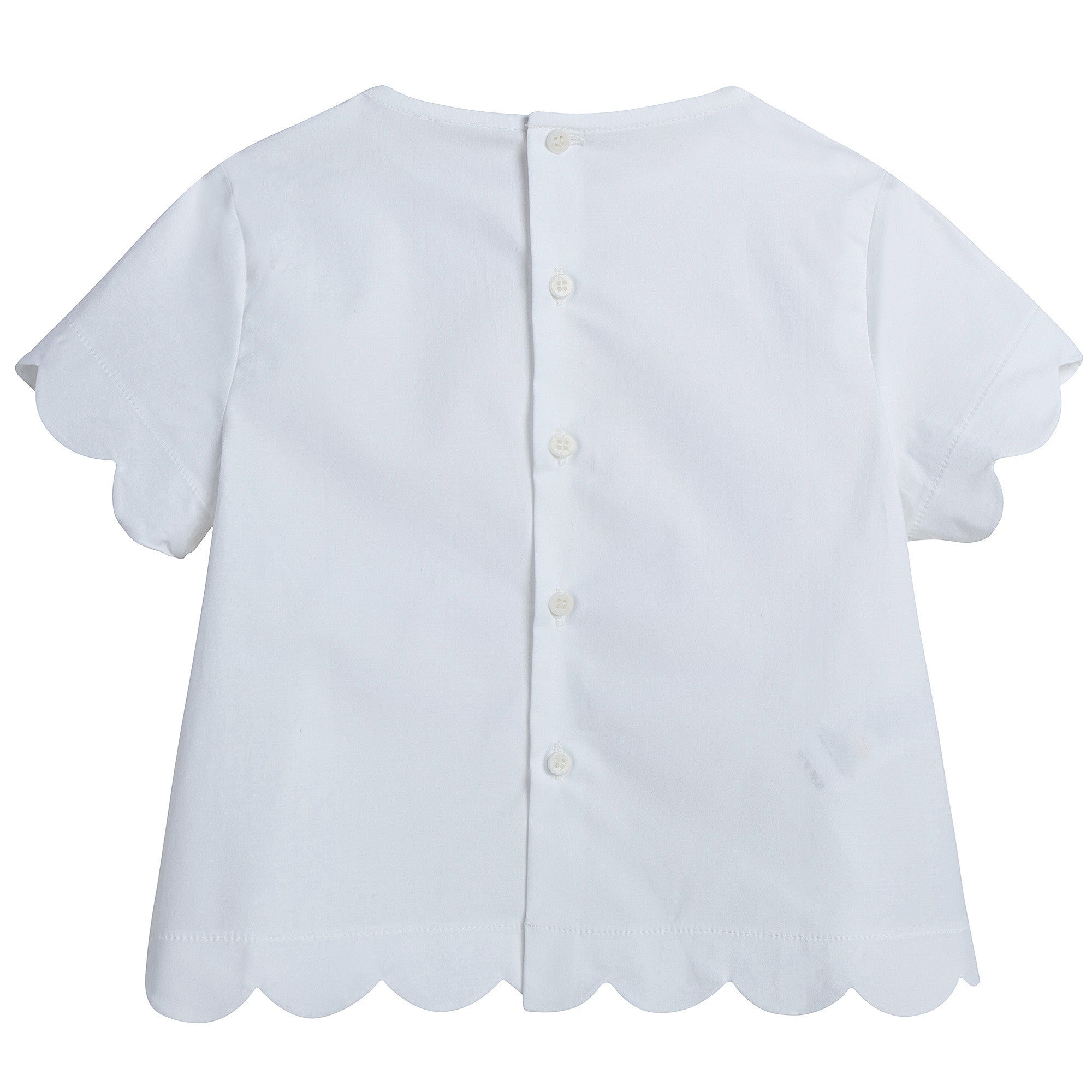 Girls White Cotton Lotus Leaf Trims Blouse - CÉMAROSE | Children's Fashion Store - 2