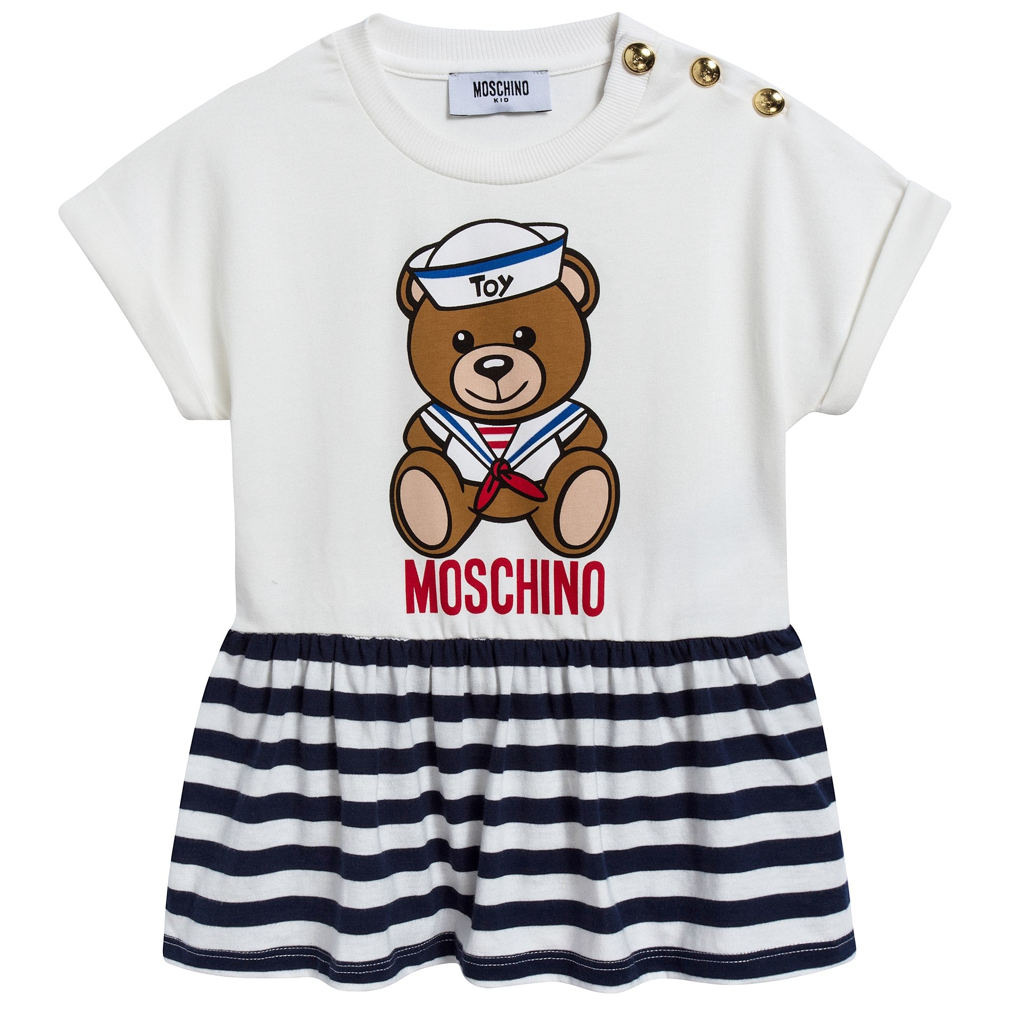 Girls Blue Striped Teddy Bear T-shirt