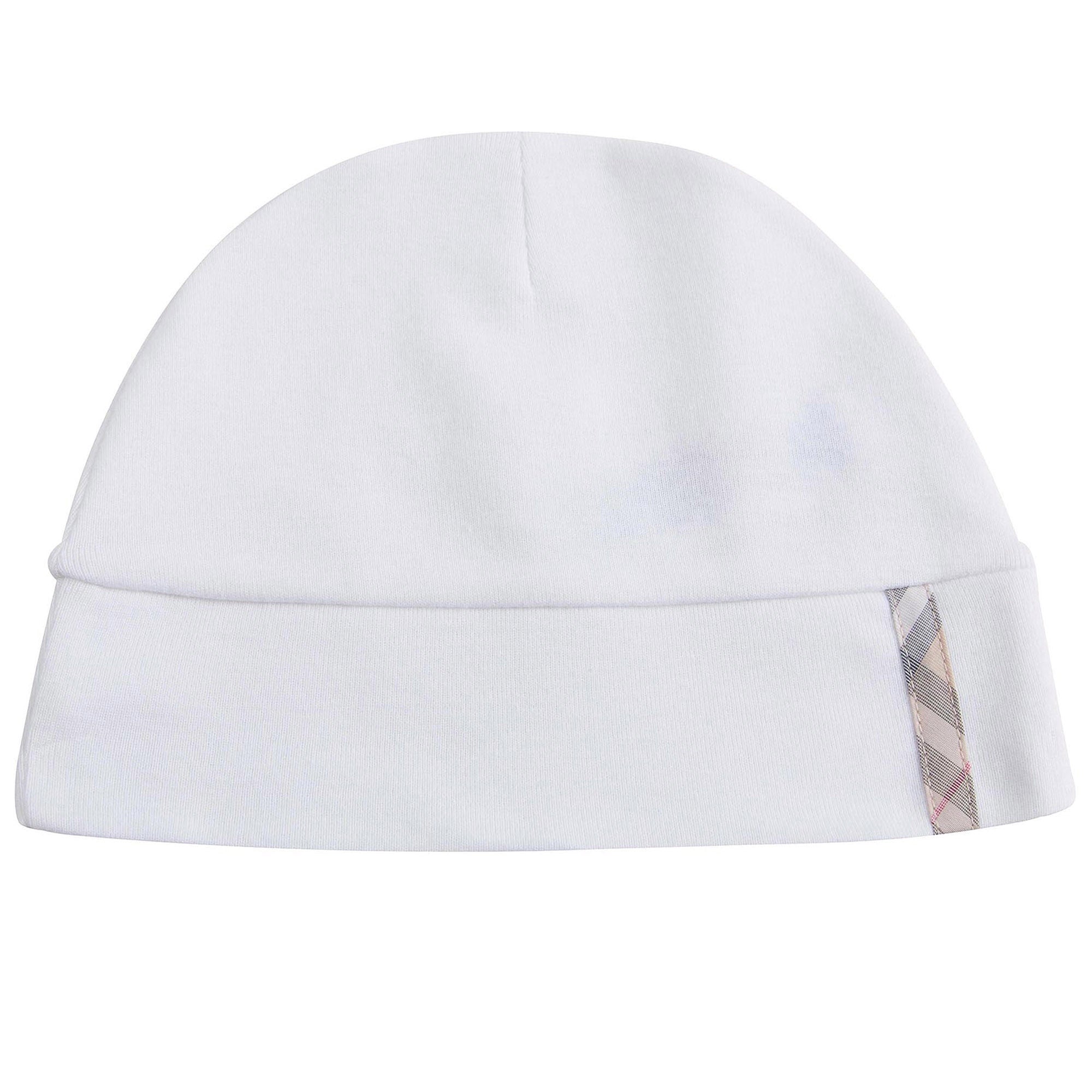 Baby White Check Cotton Three-piece Gift Set With Pocket