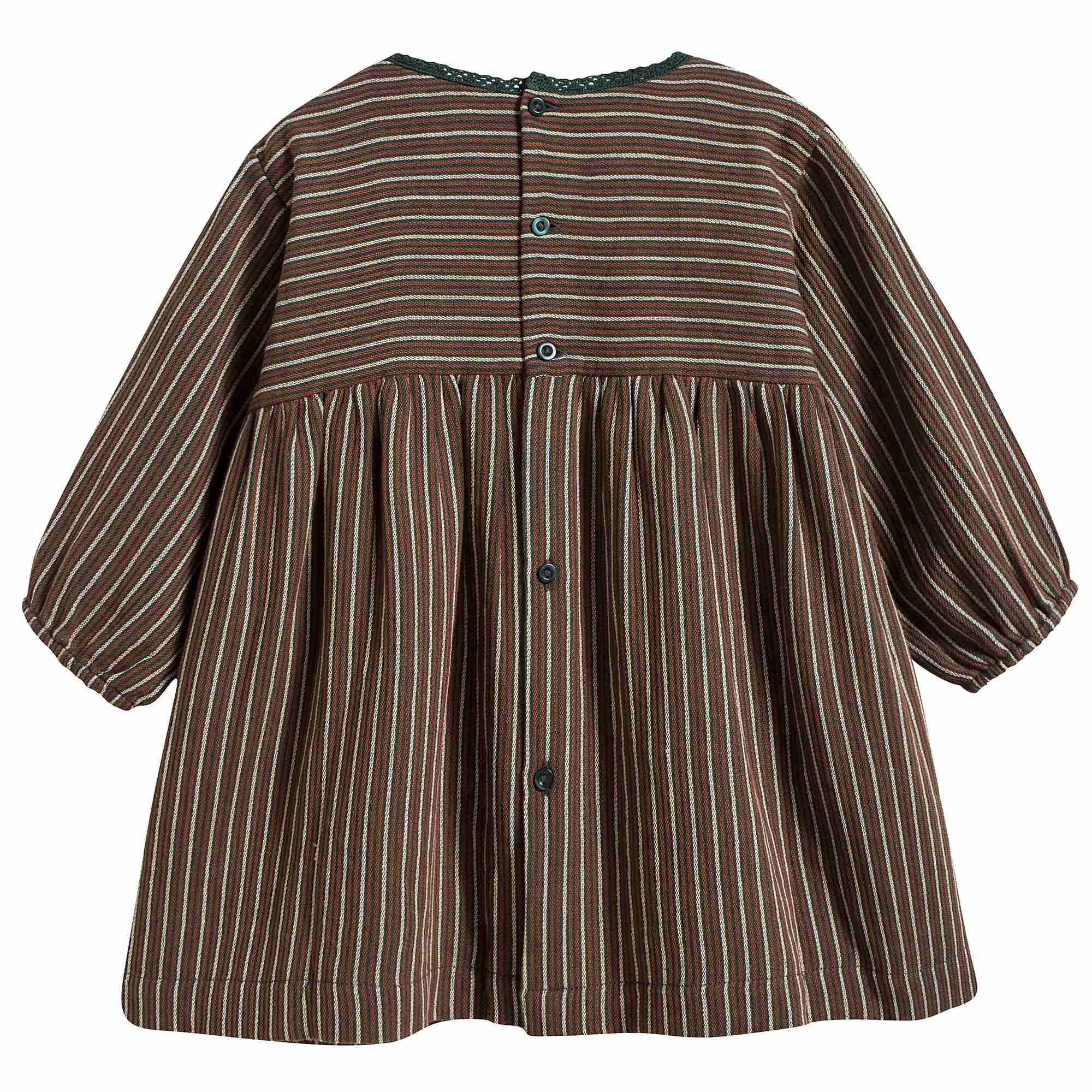 Baby Girls Brown & Green Striped Dress