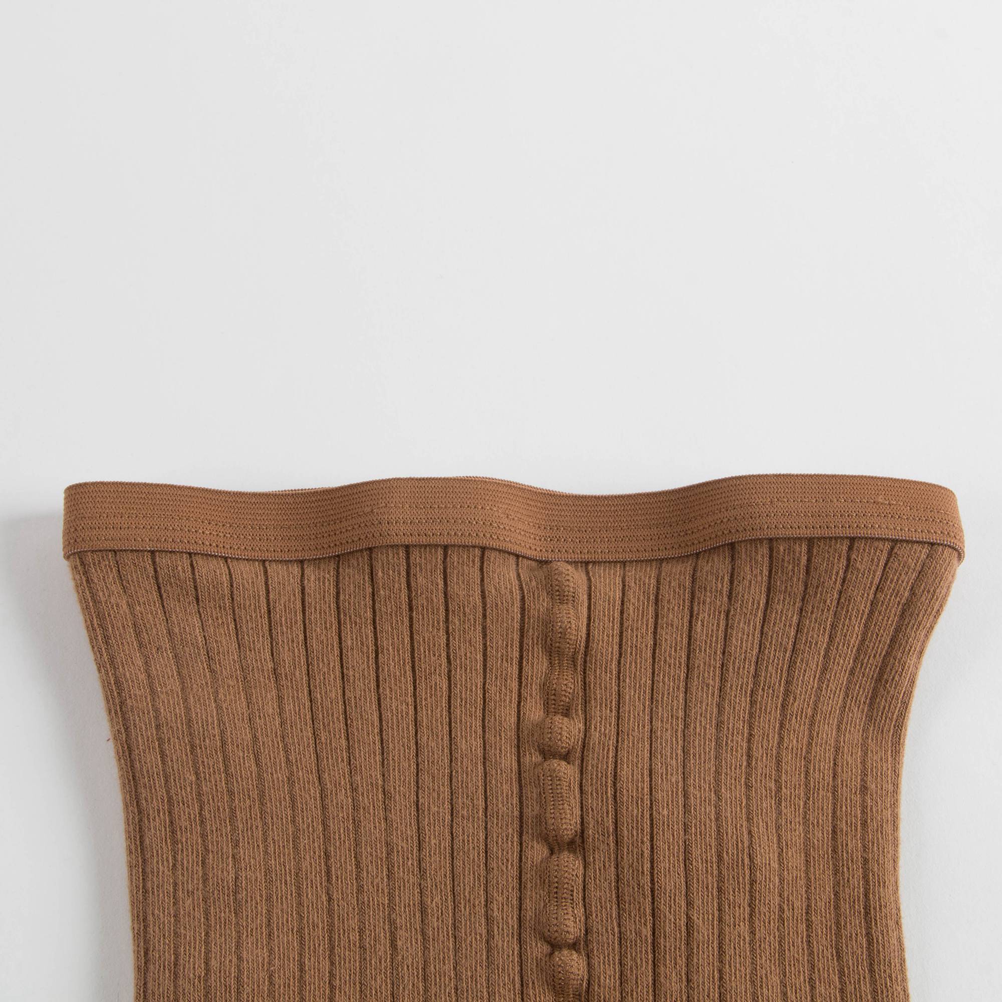 Girls Camel Ribbed Tights