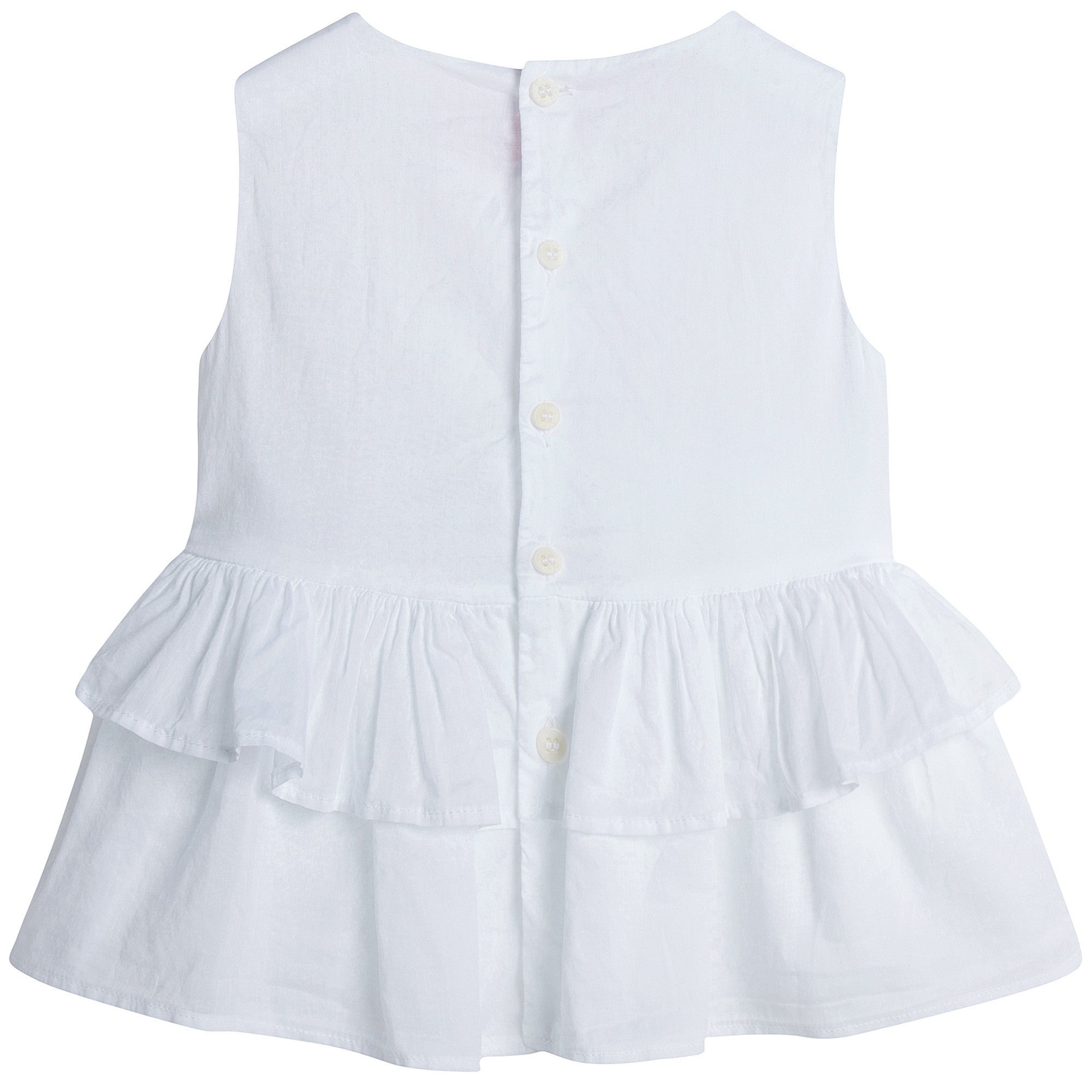 Girls White Cotton Sleeveless Frill T-Shirt - CÉMAROSE | Children's Fashion Store - 2