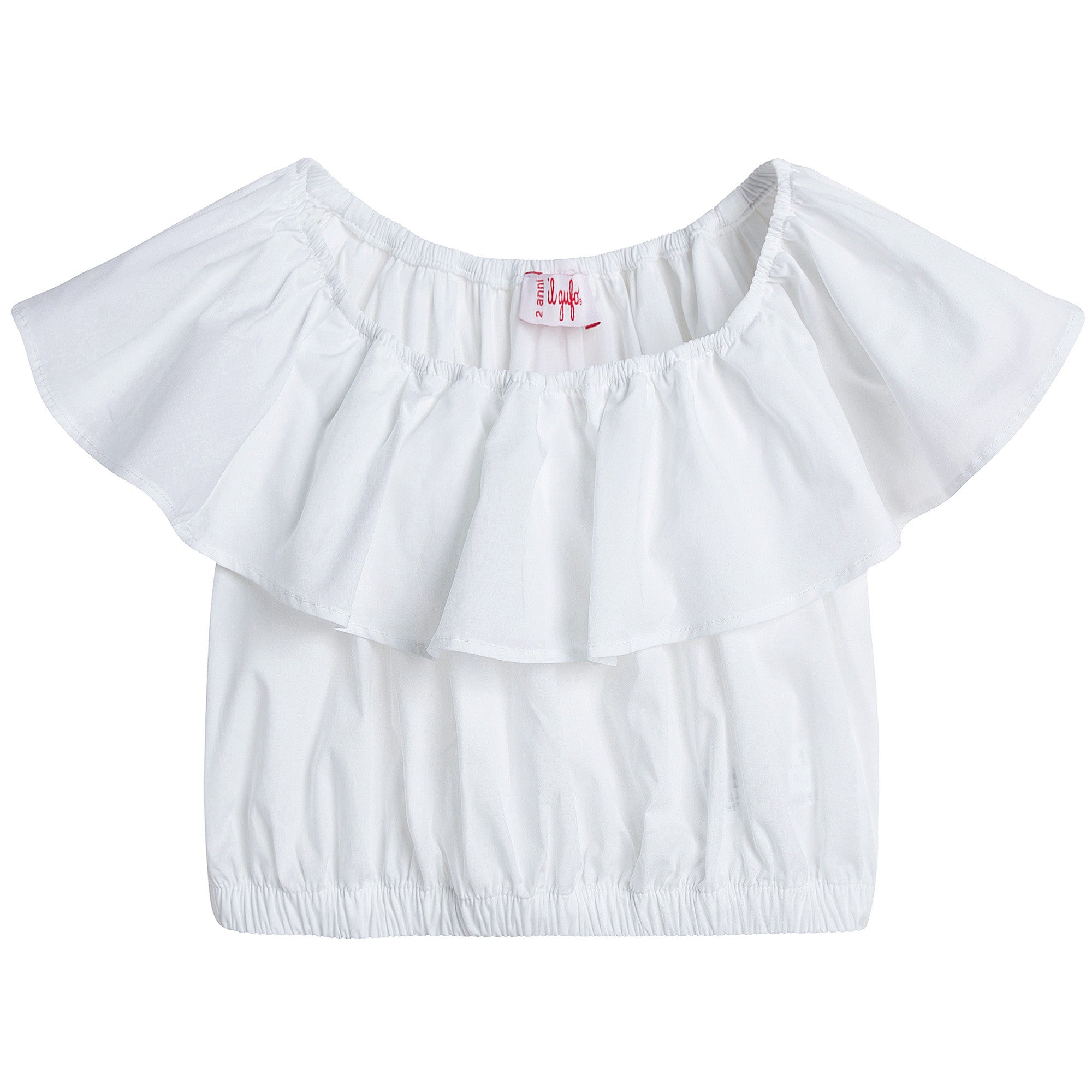 Girls White With flounces T-Shirt - CÉMAROSE | Children's Fashion Store - 1