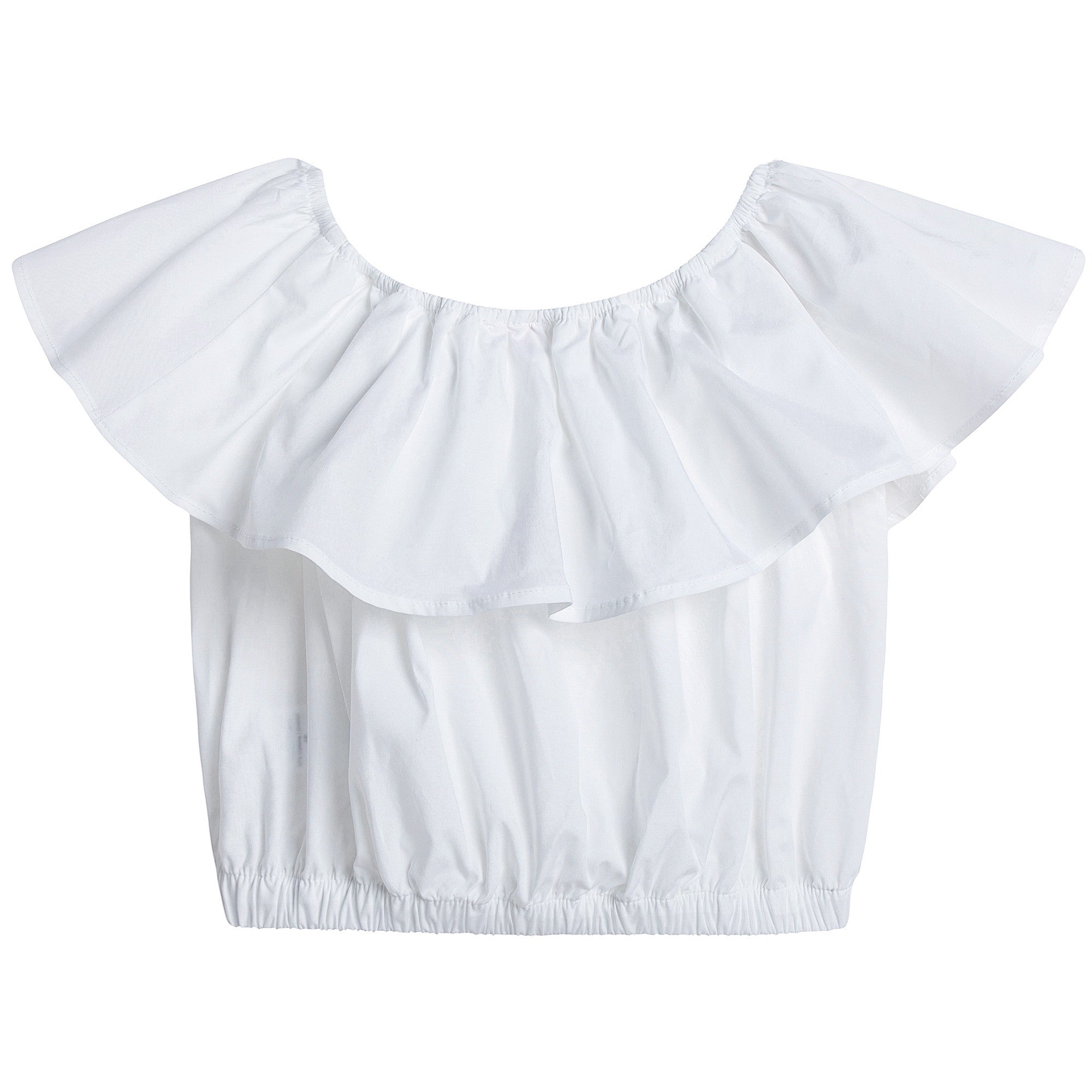 Girls White With flounces T-Shirt - CÉMAROSE | Children's Fashion Store - 2