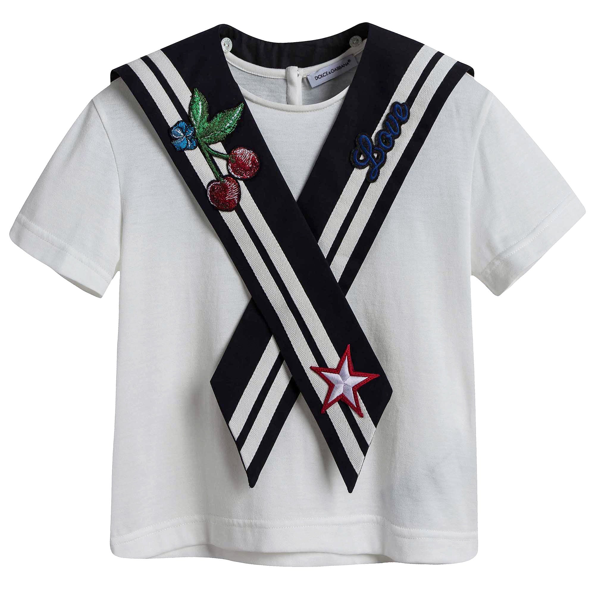 Girls White 'Sailor' T-Shirt