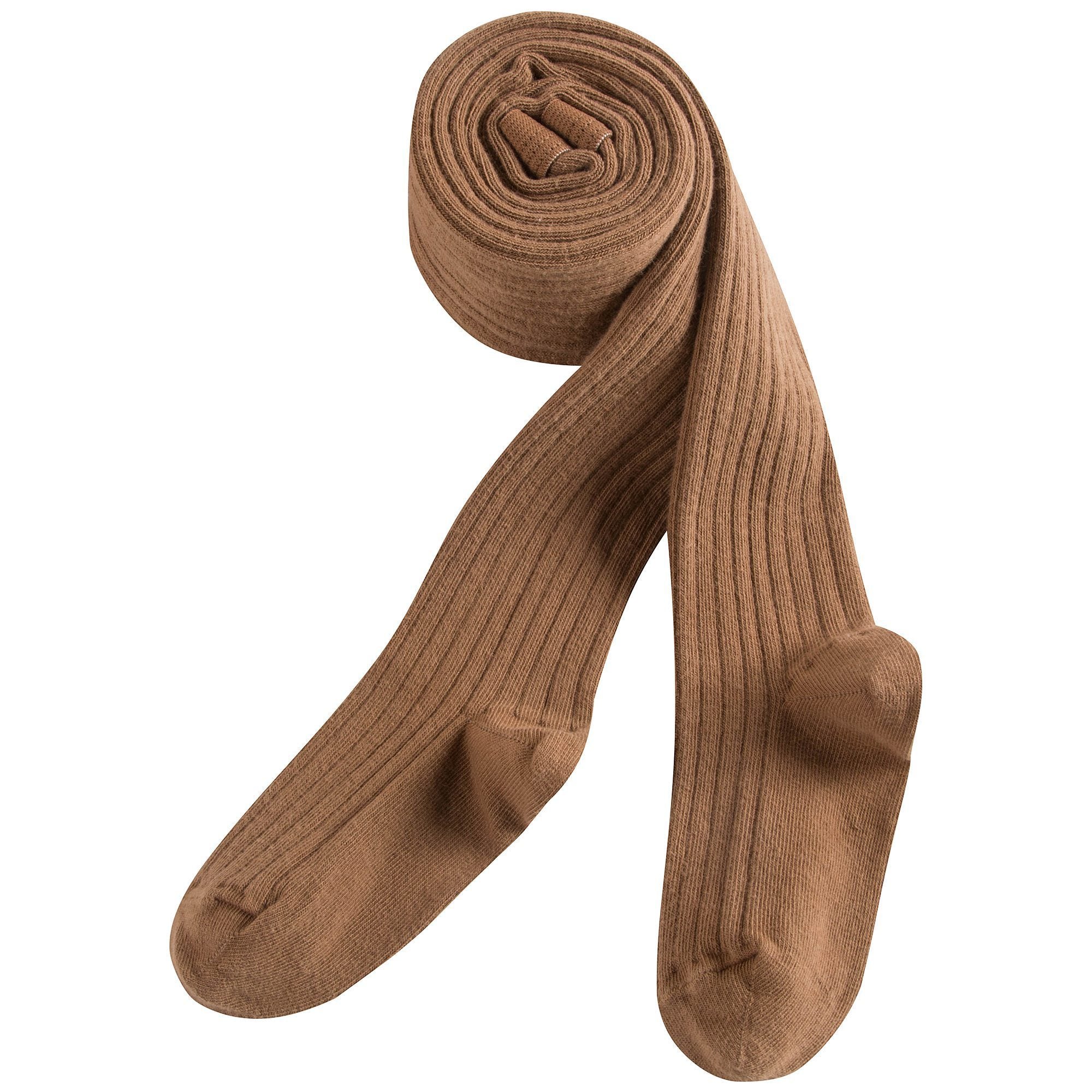 Girls Camel Ribbed Tights