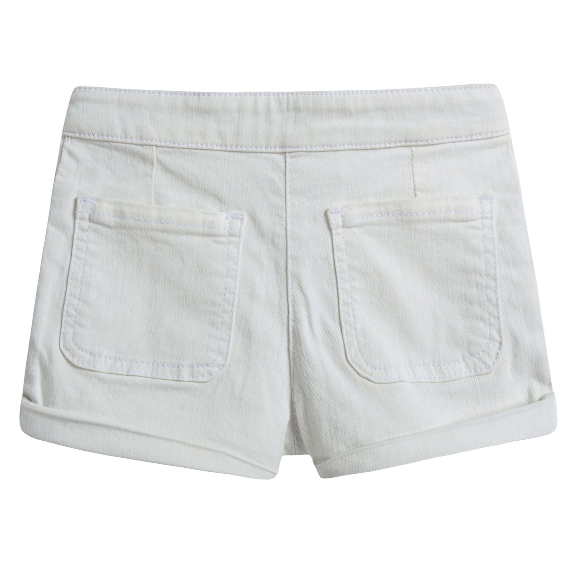 Girls White Cotton Twill Shorts