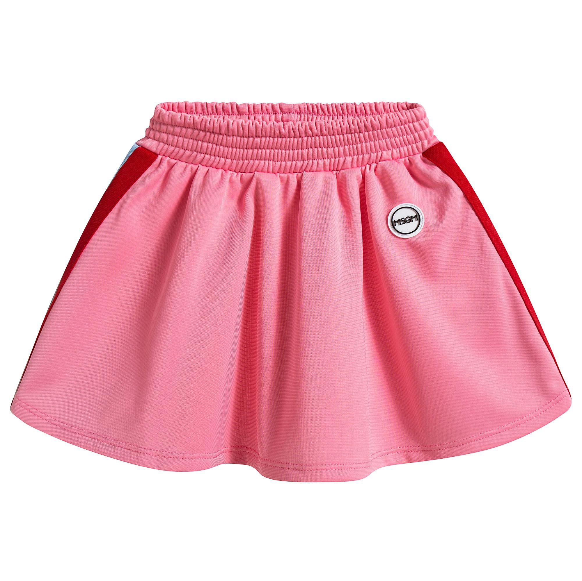 Girls Pink Jersey Skirt With Red Trim