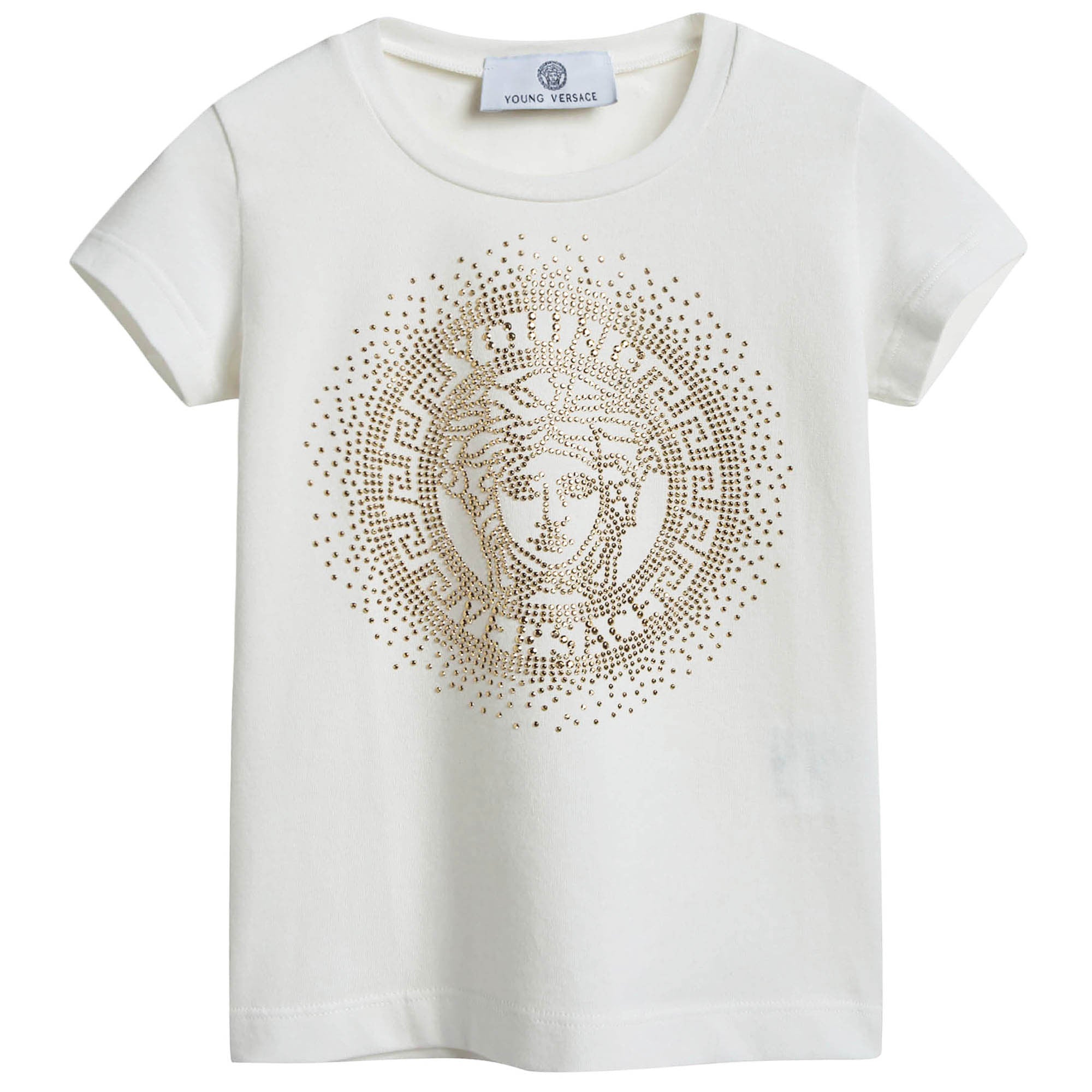 Girls White T-shirt with gold small diamond