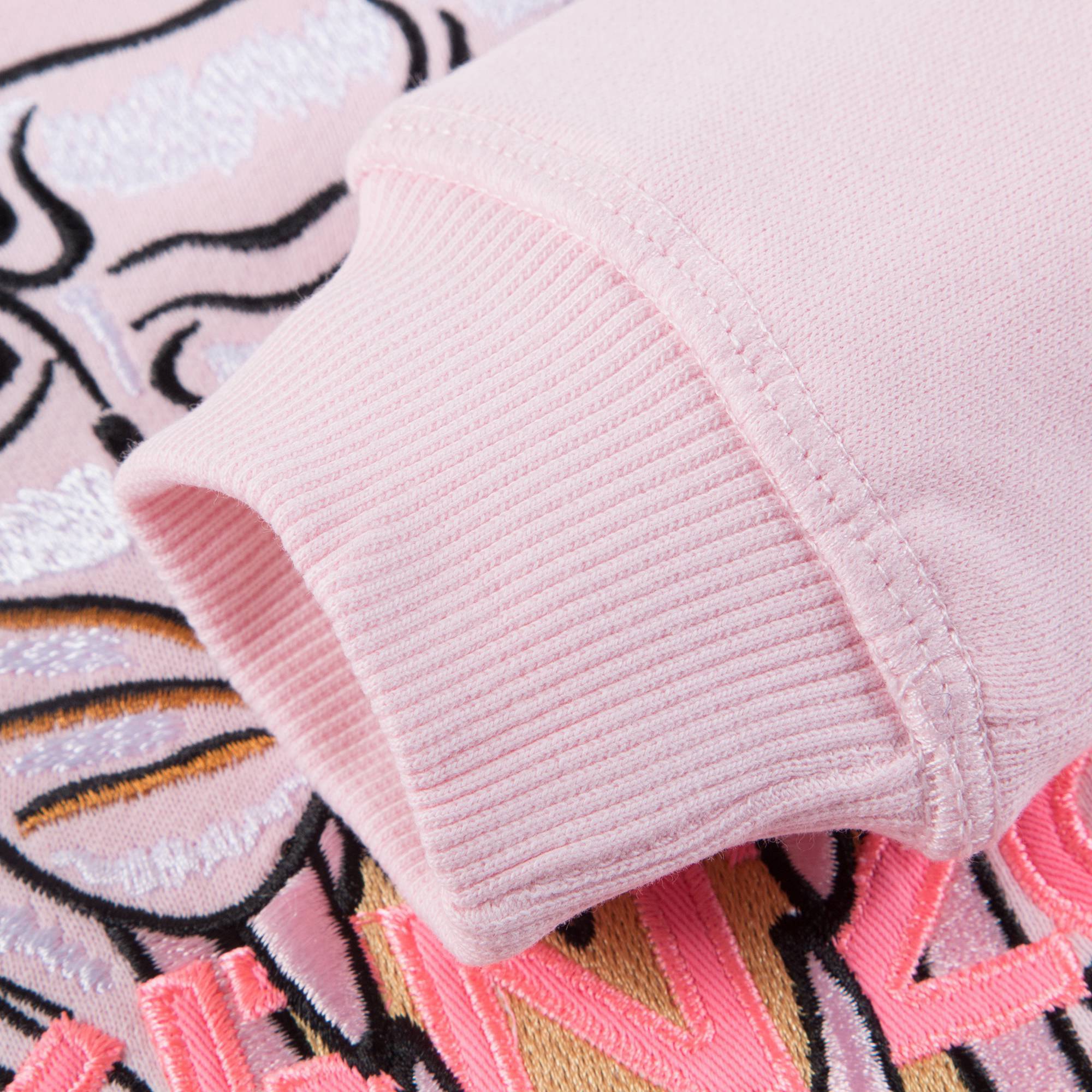 Girls Pink Tiger Printed Cotton Sweatshirt
