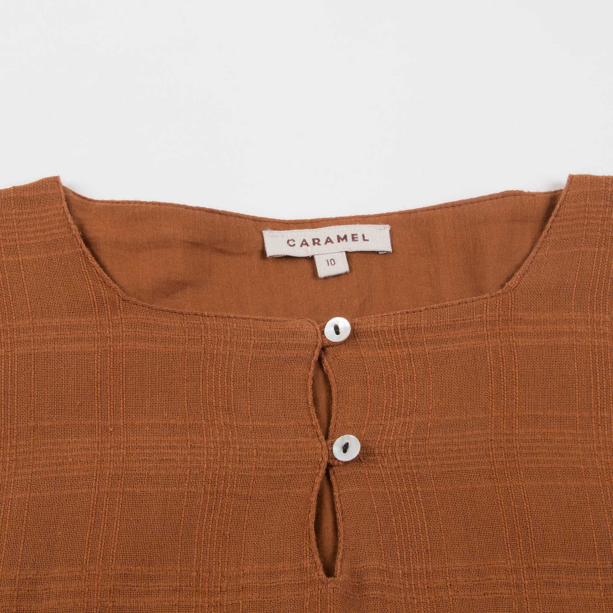 Girls Camel Cotton Woven Dress