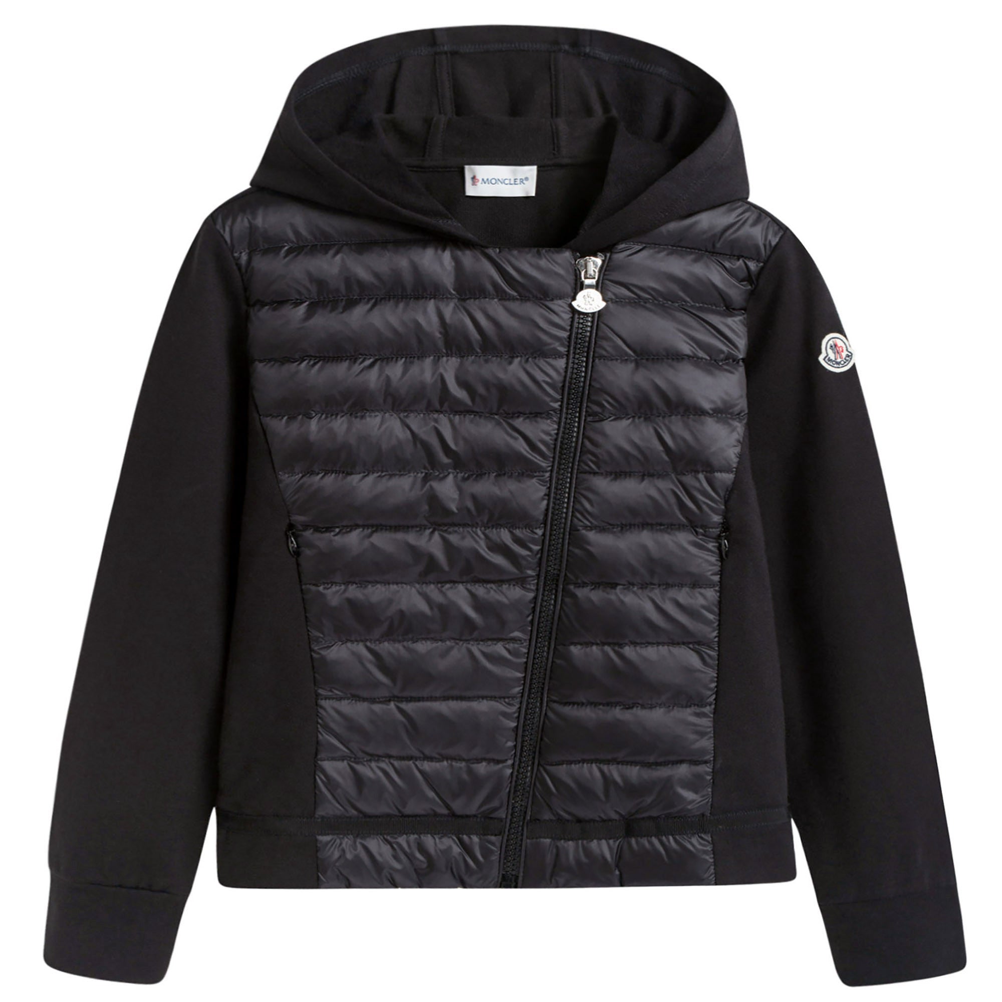 Girls Black Cotton Hooded Cardigan