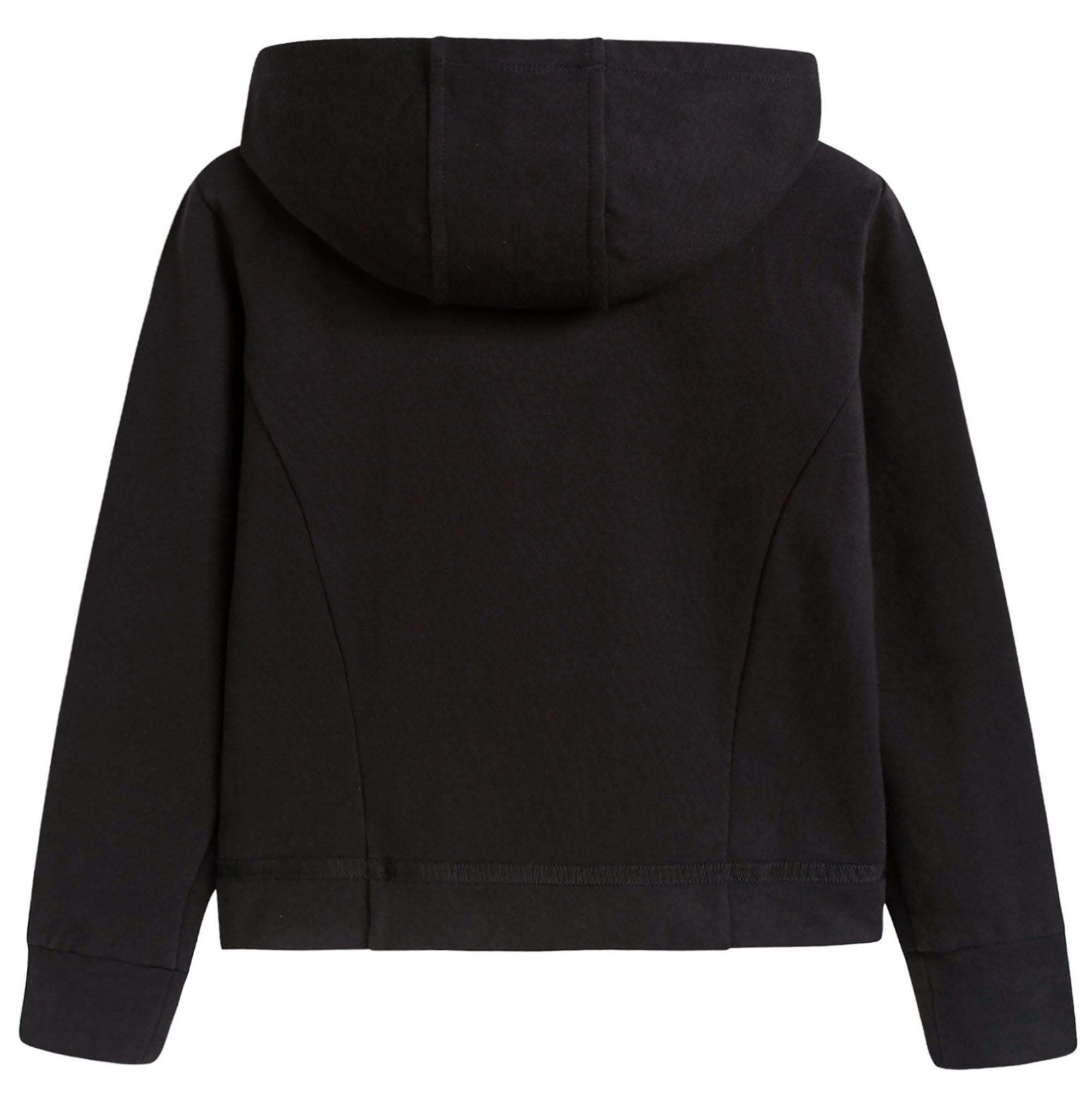 Girls Black Cotton Hooded Cardigan