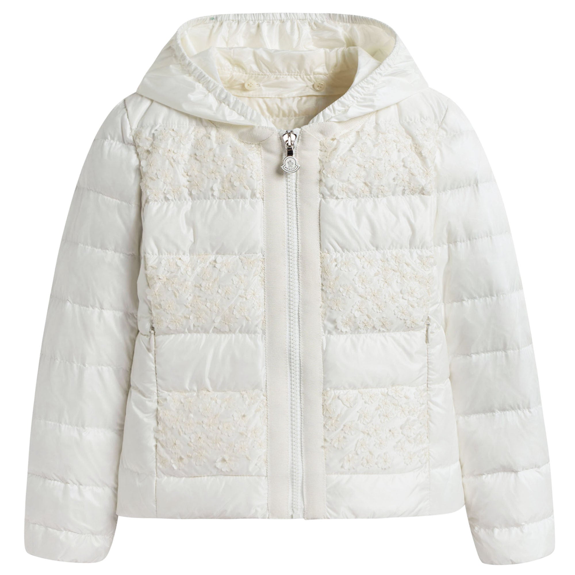 Girls White Patch Trims Down Padded Jacket