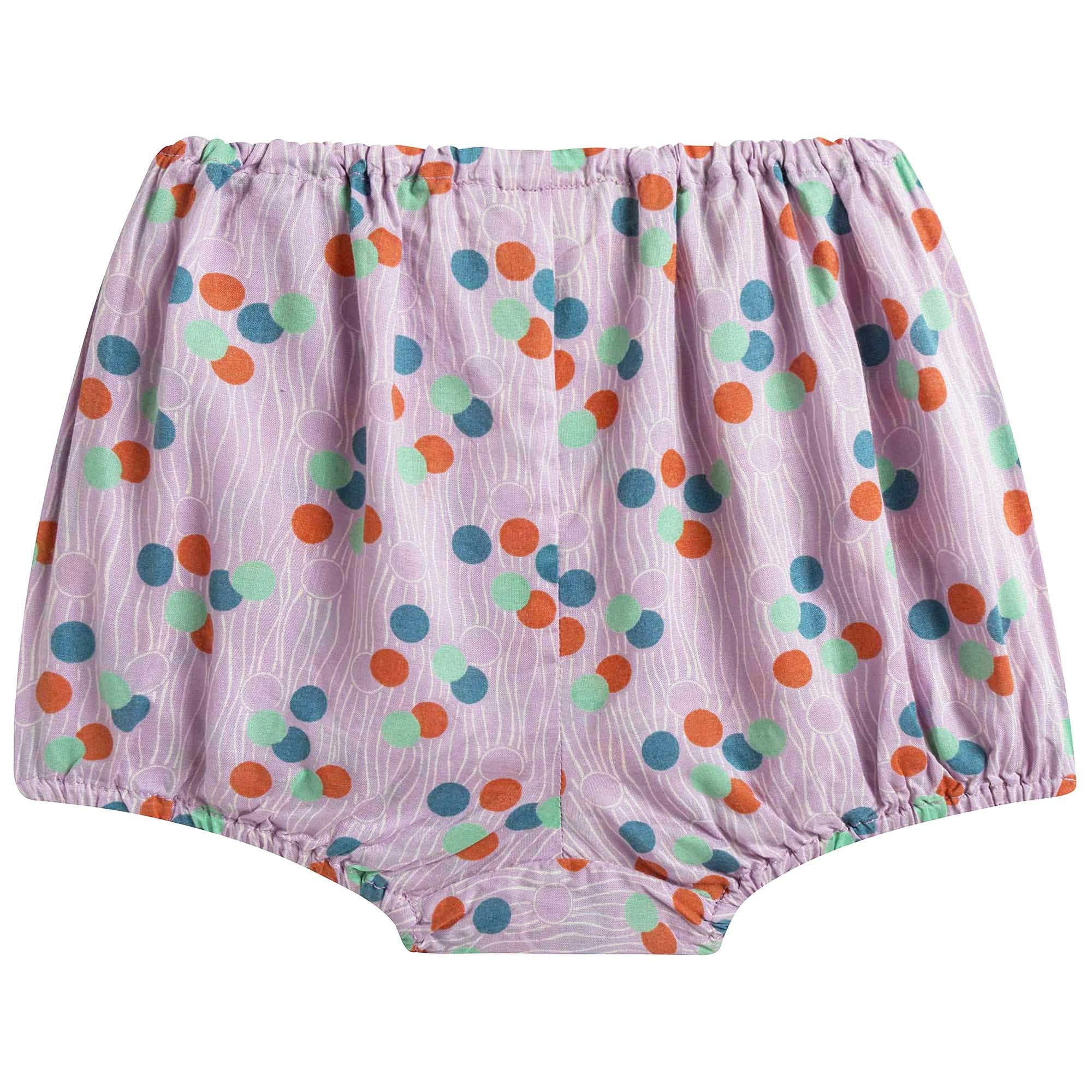Girls Purple Sheer Lilac Bloomer With Dotty Printed Trims