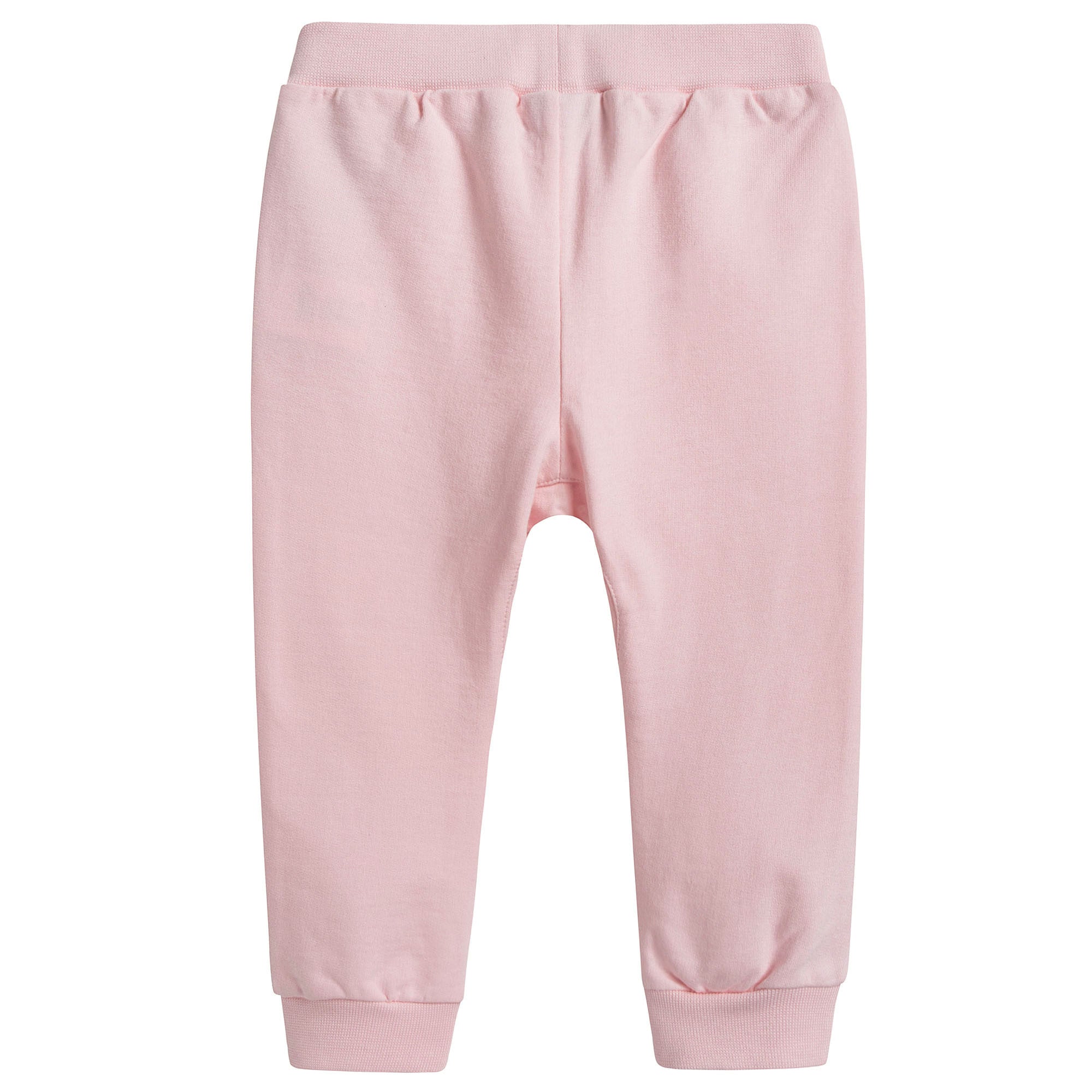 Baby Girls Pink Cotton Trousers With Brand Logo Print