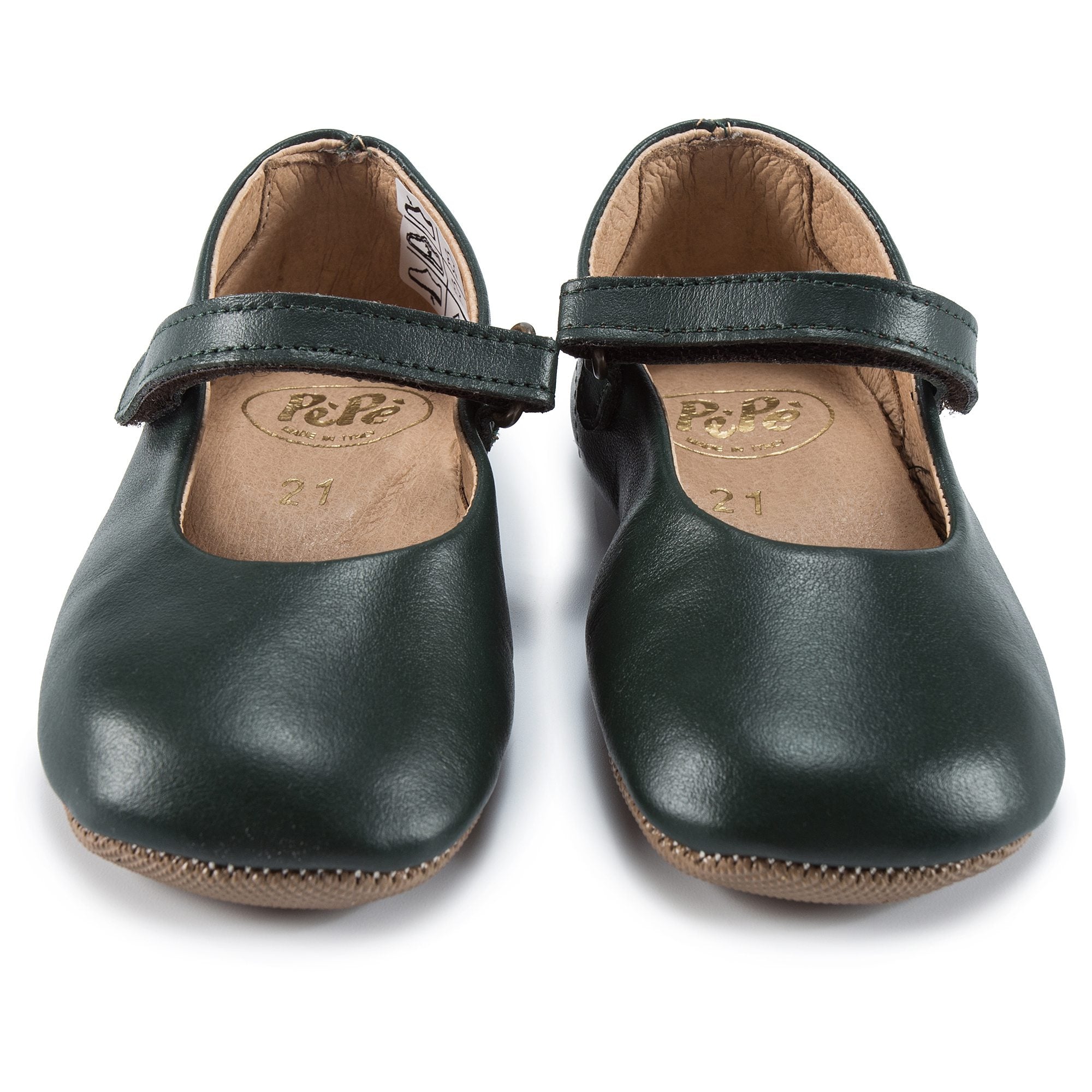 Girls Green Velcro Flats